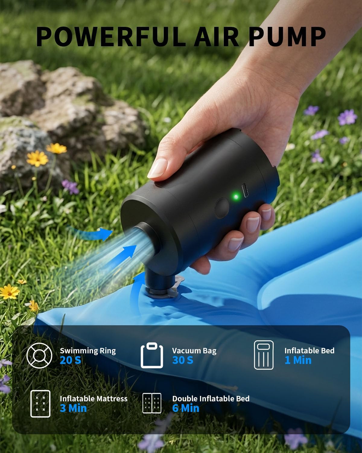Thumbnail 2 de Zenmos Electric Air Pump for Inflatables: Portable USB-Rechargeable 3600mAh with 5 Nozzles