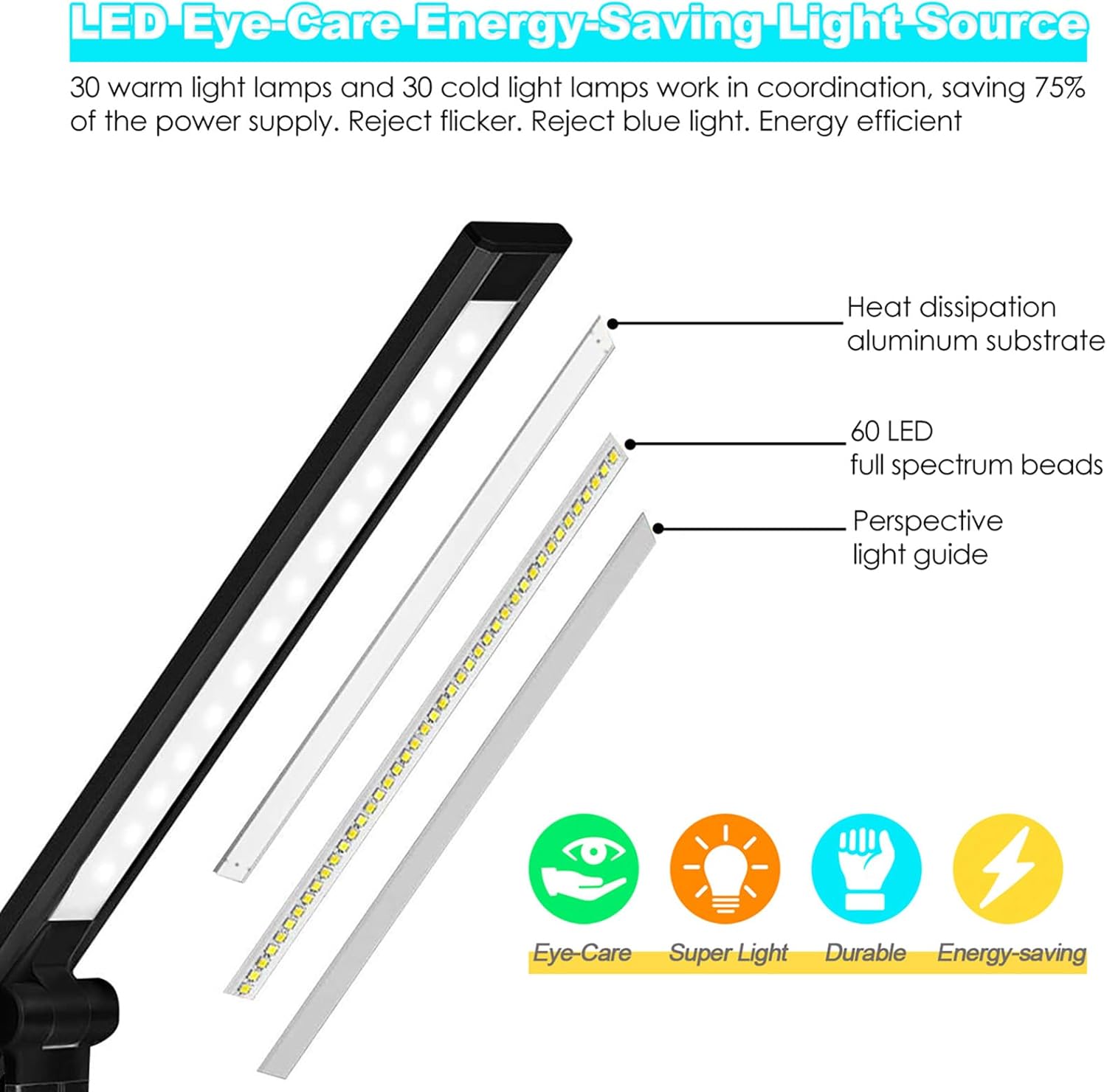 Detalle de BIENSER LED Desk Lamp 10-level dimmable with wireless charger