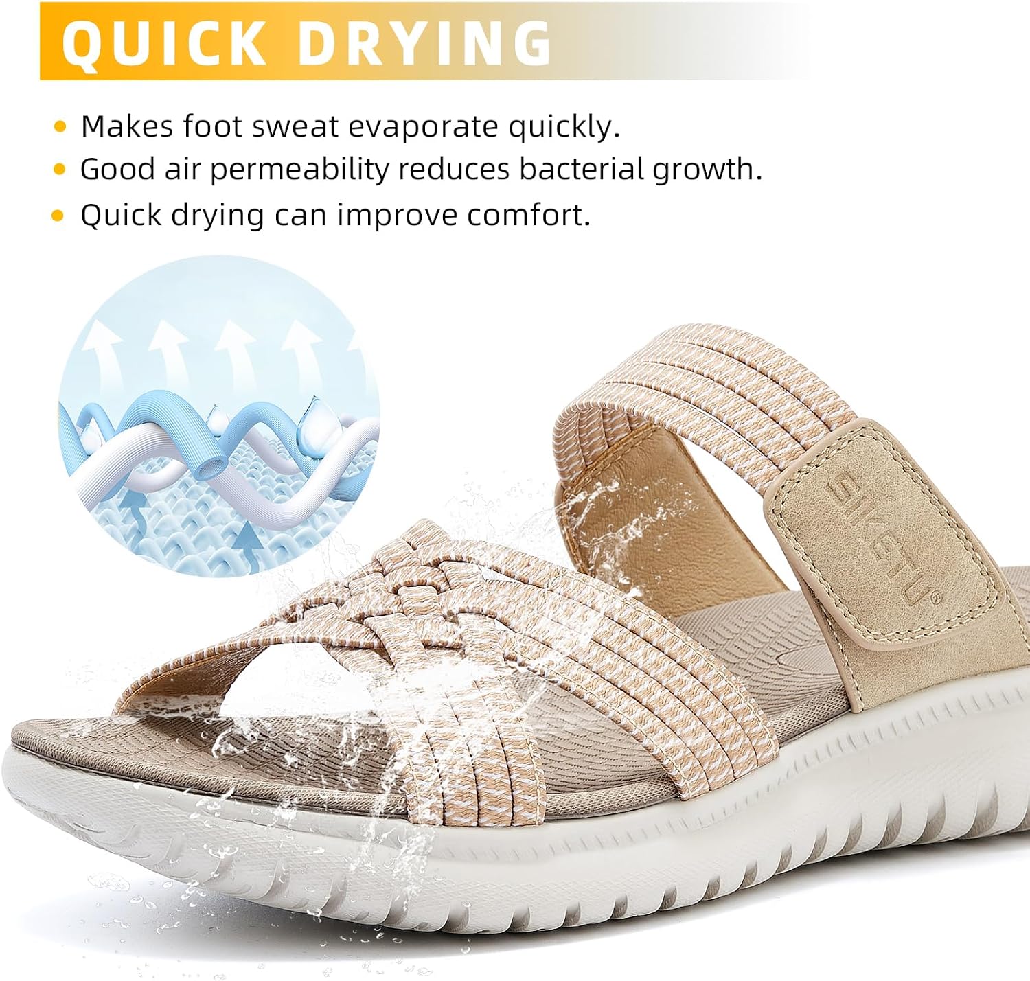 Thumbnail 3 de Acfoda damessandalen: lichte slip-ons met voetbed en antislipzool, maat 35-42
