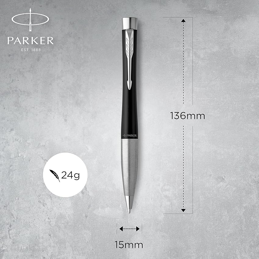 Detalle de PARKER Urban Twist Bolígrafo Negro con Detalles Cromados ✒