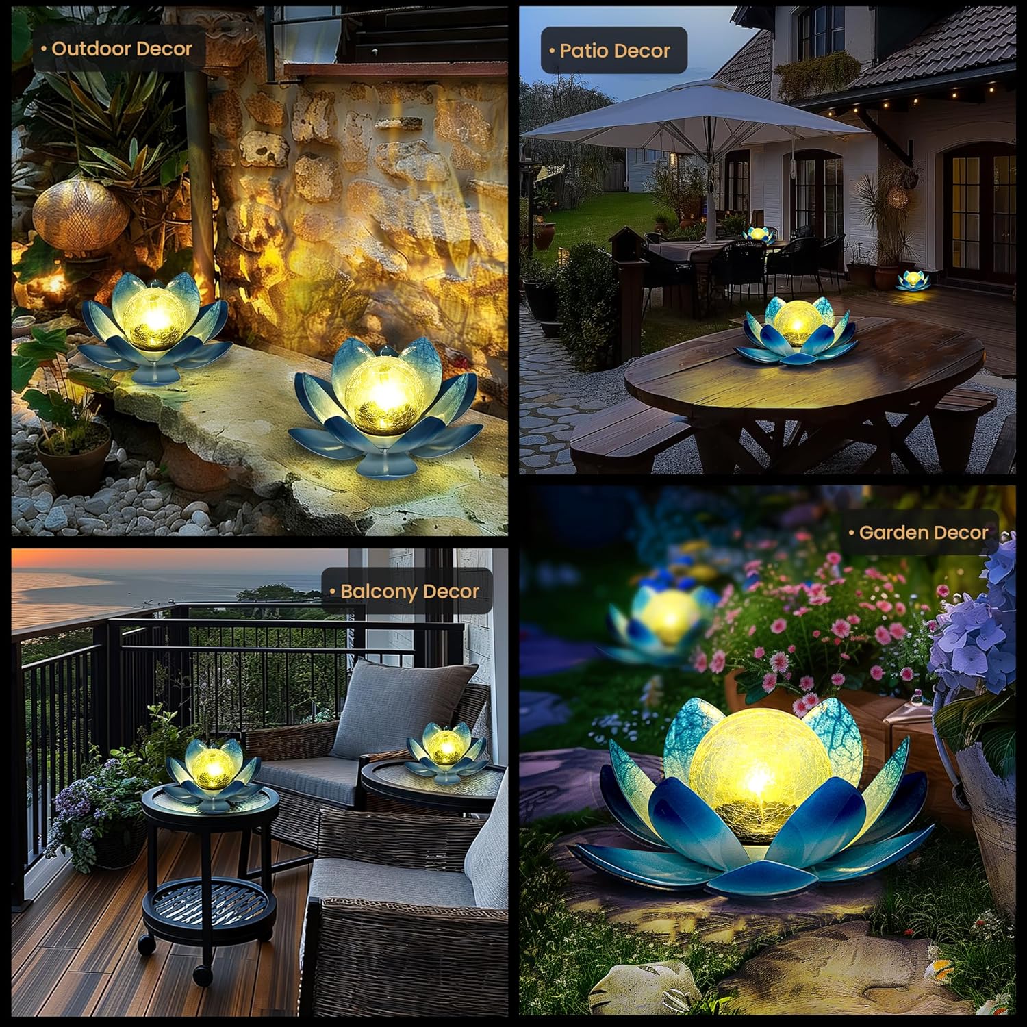 Thumbnail 3 de GIGALUMI Solar Lotus Lights Outdoor Garden Ornament (Blue)