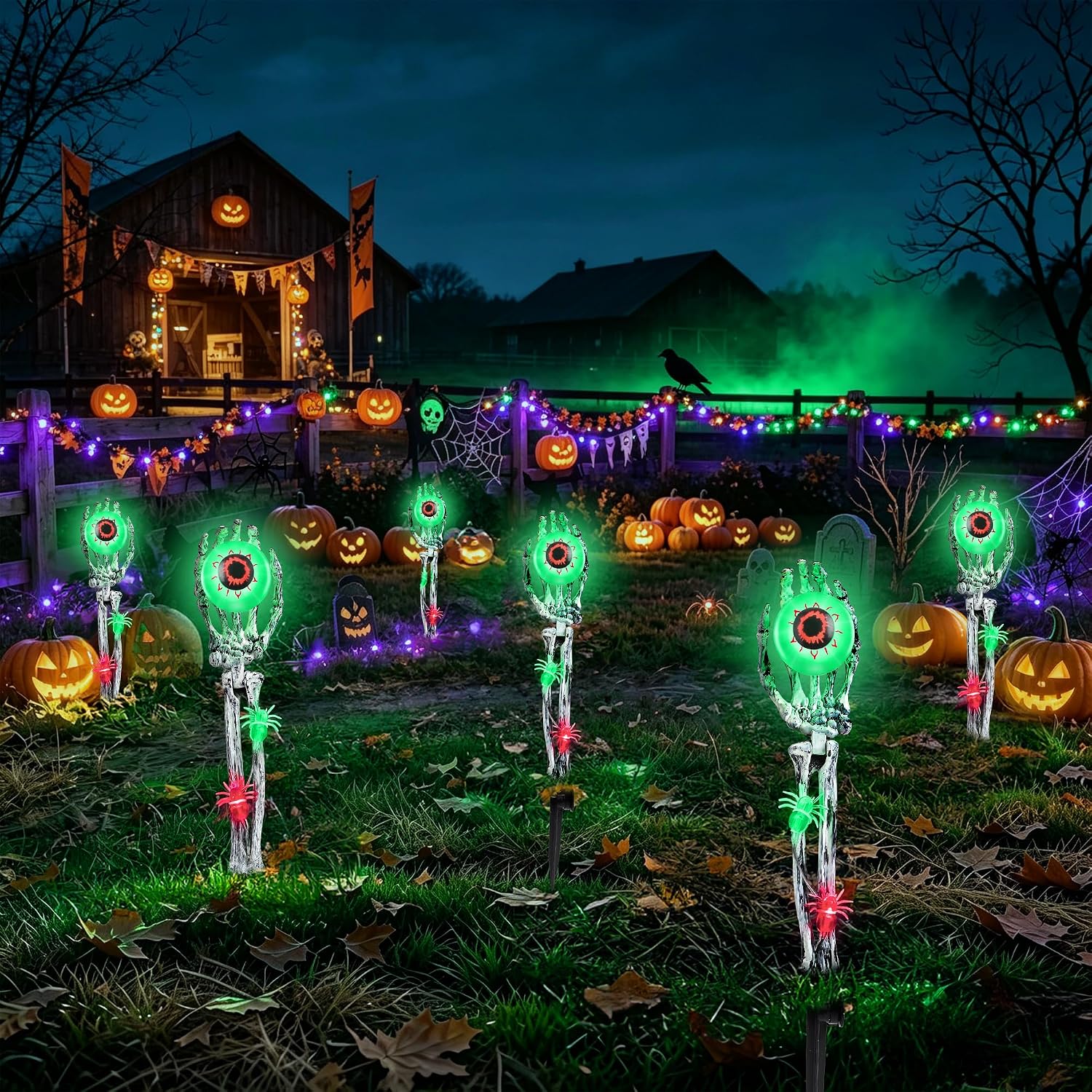 Detalle de Halloween Skeleton Hand Stake Lights, 2-Pack