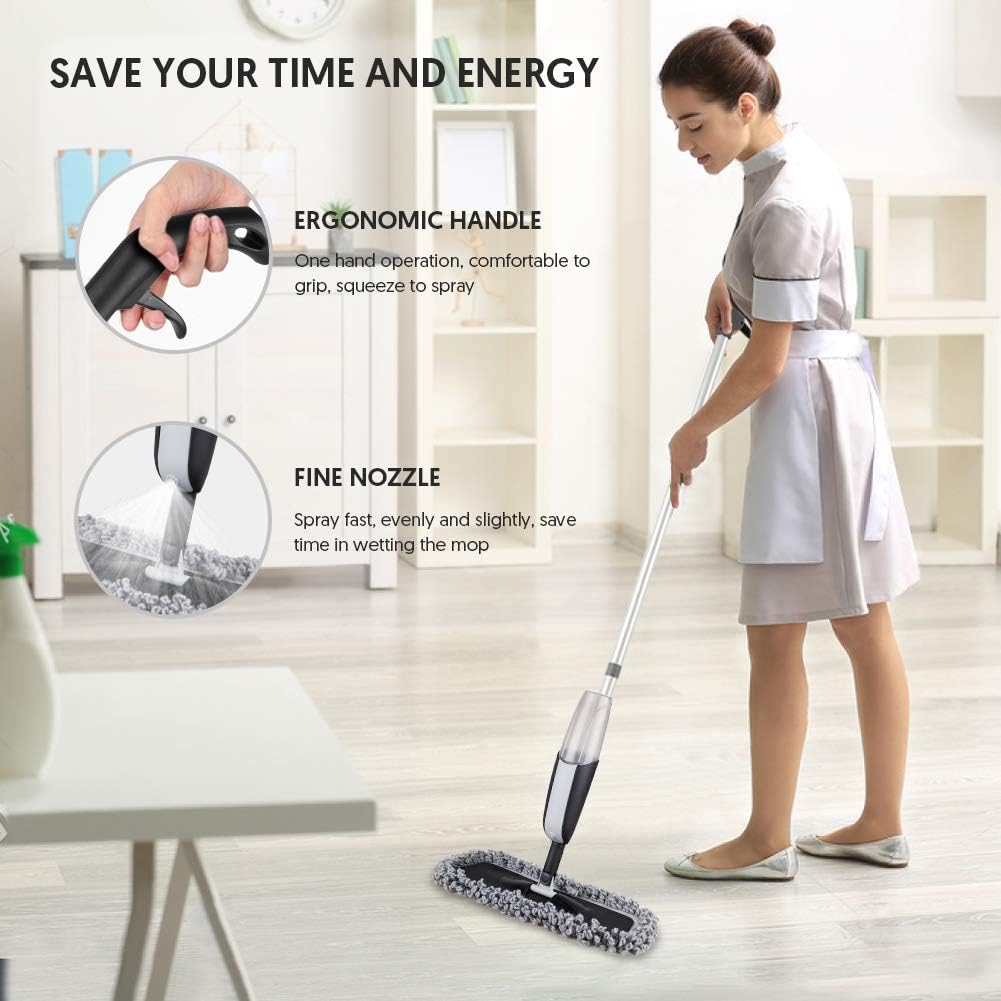 Thumbnail 1 de MANGOTIME Spray Mop for Floor Cleaning – 360° Swivel Microfibre Mop with 3 Washable Pads and Refillable Bottle