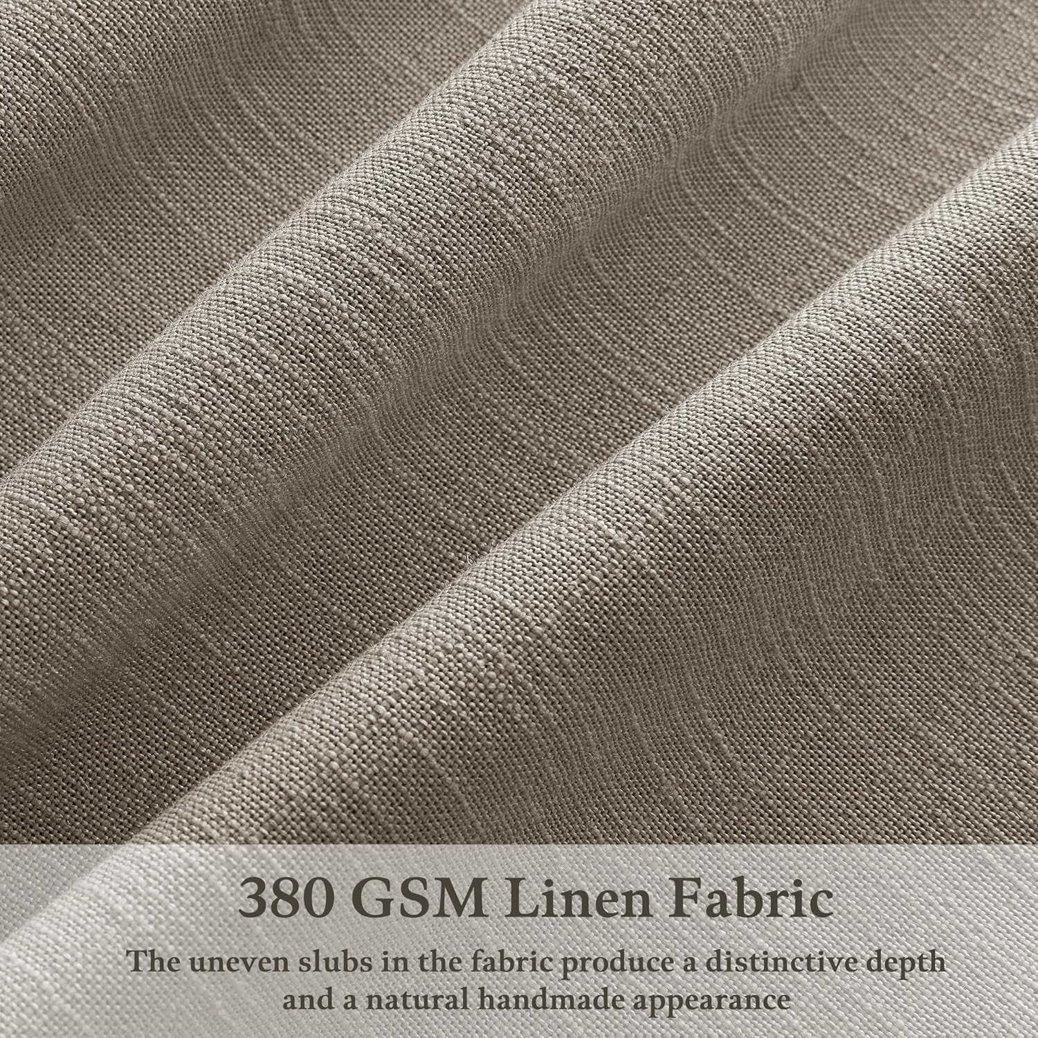 Detalle de Taupe Flax Linen Curtains 90in Pinch Pleat