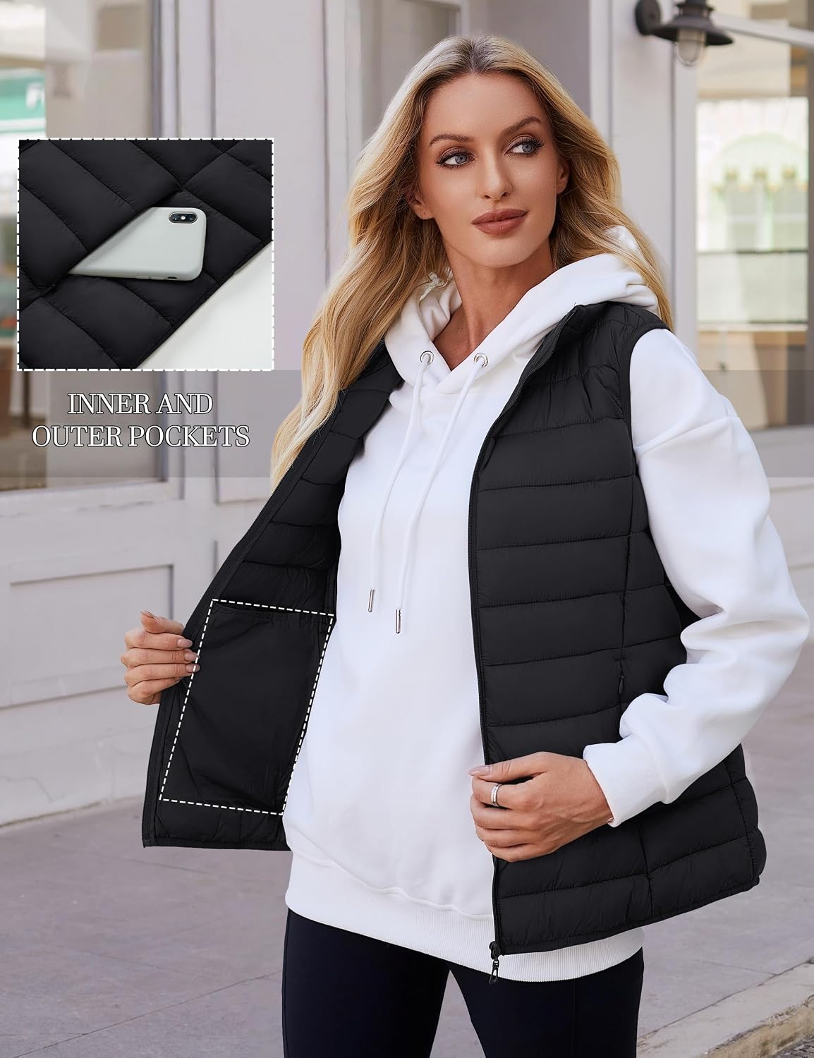 Detalle de YUCOLEN Women's Puffer Vest, Polyester-Filled