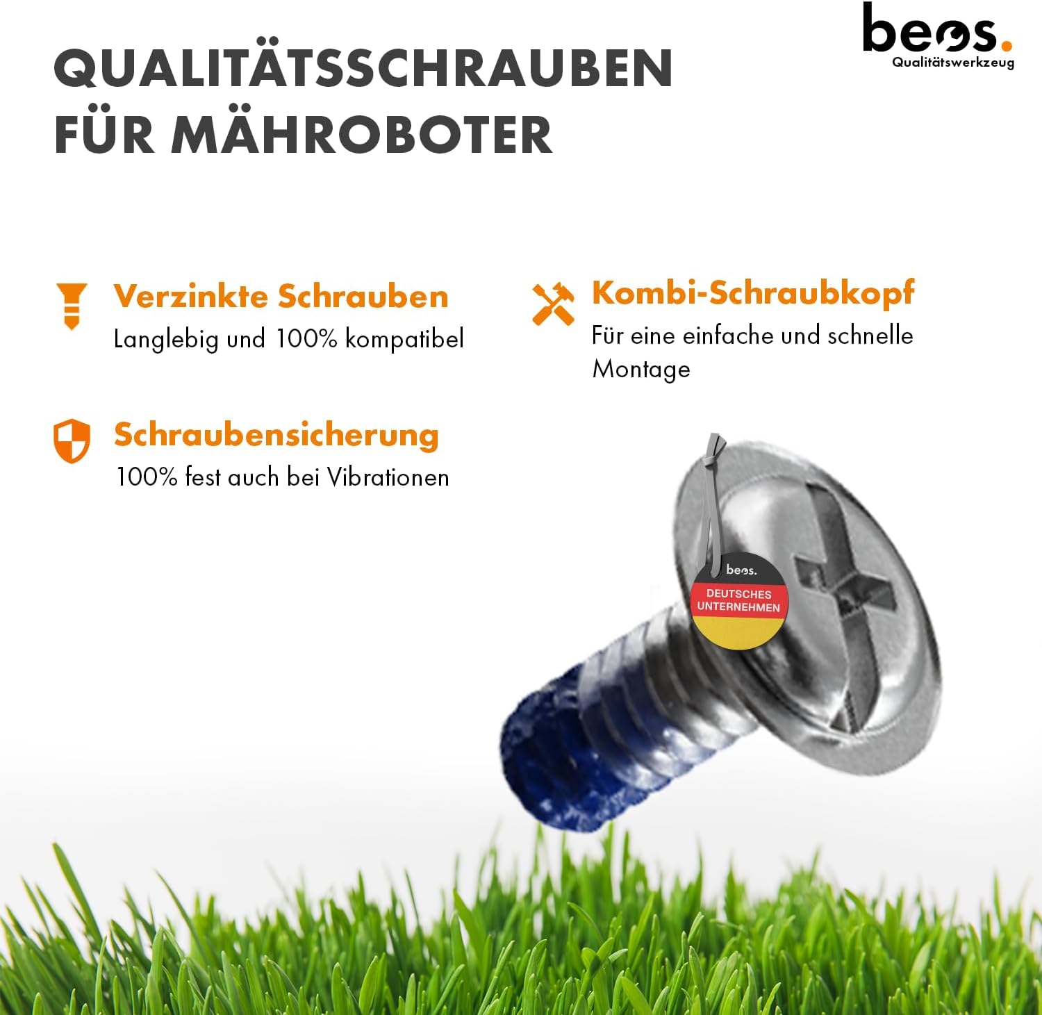 Thumbnail 4 de BEOS 30x Premium Titan Ersatzmesser & Schrauben mit Sicherung für Ecovacs Mähroboter