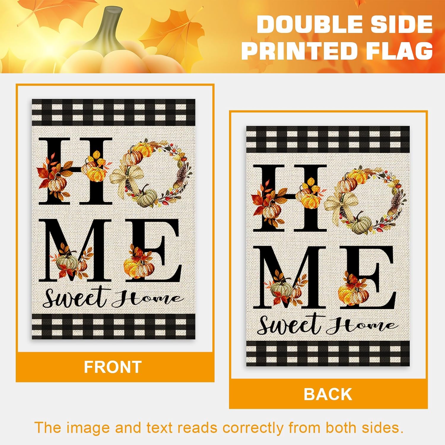 Thumbnail 5 de FUYUCHEN Home Sweet Home Fall Flag 28x40 in. 🏡