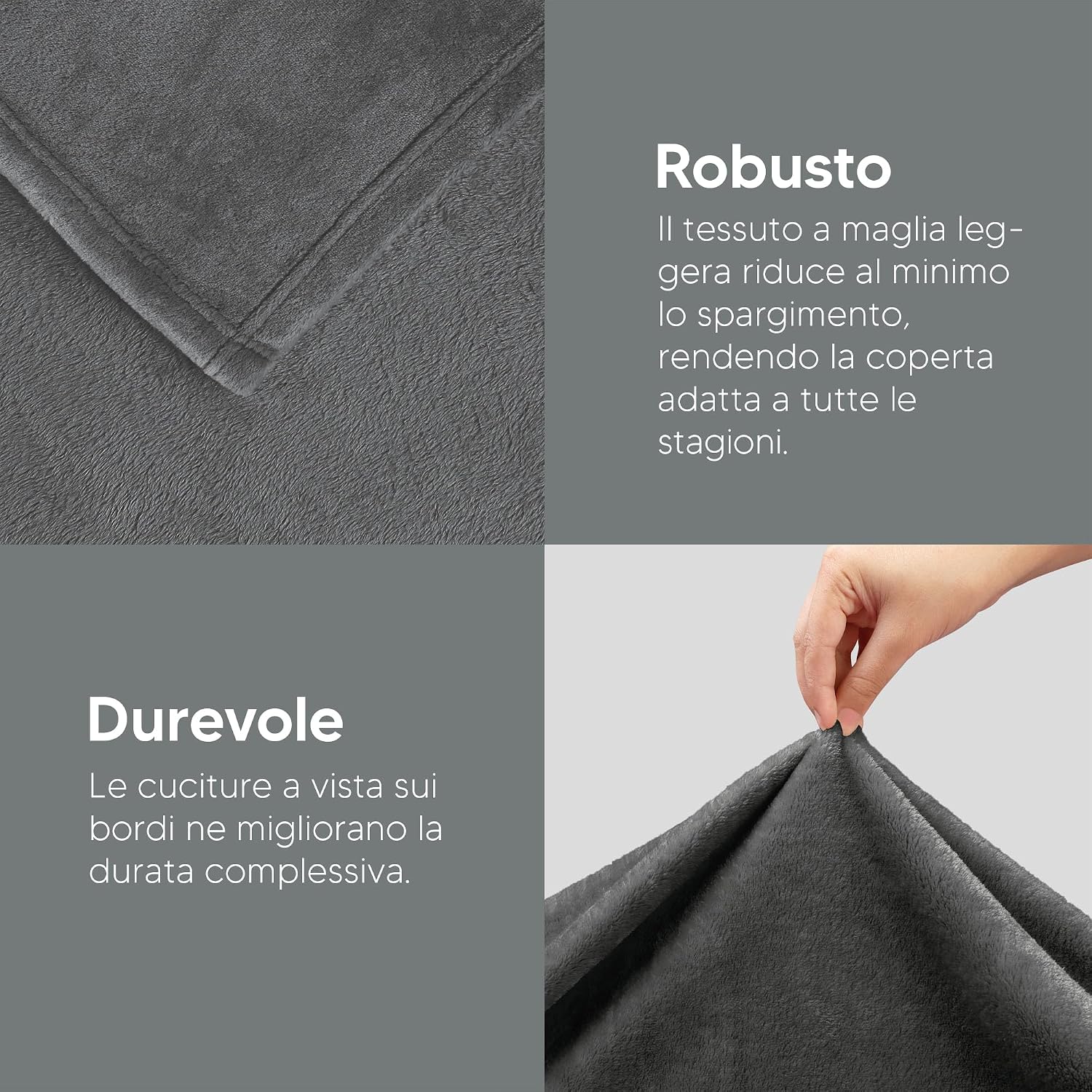Thumbnail 4 de Utopia Bedding Coperta Pile 150x200 cm — 300 GSM, grigio