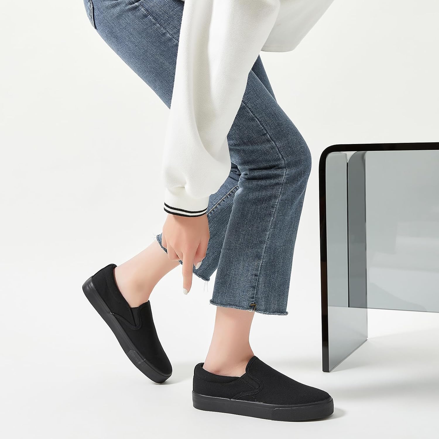 Thumbnail 6 de Women's Slip-On Canvas Sneakers: Non-Slip, Low-Top Casual Loafers