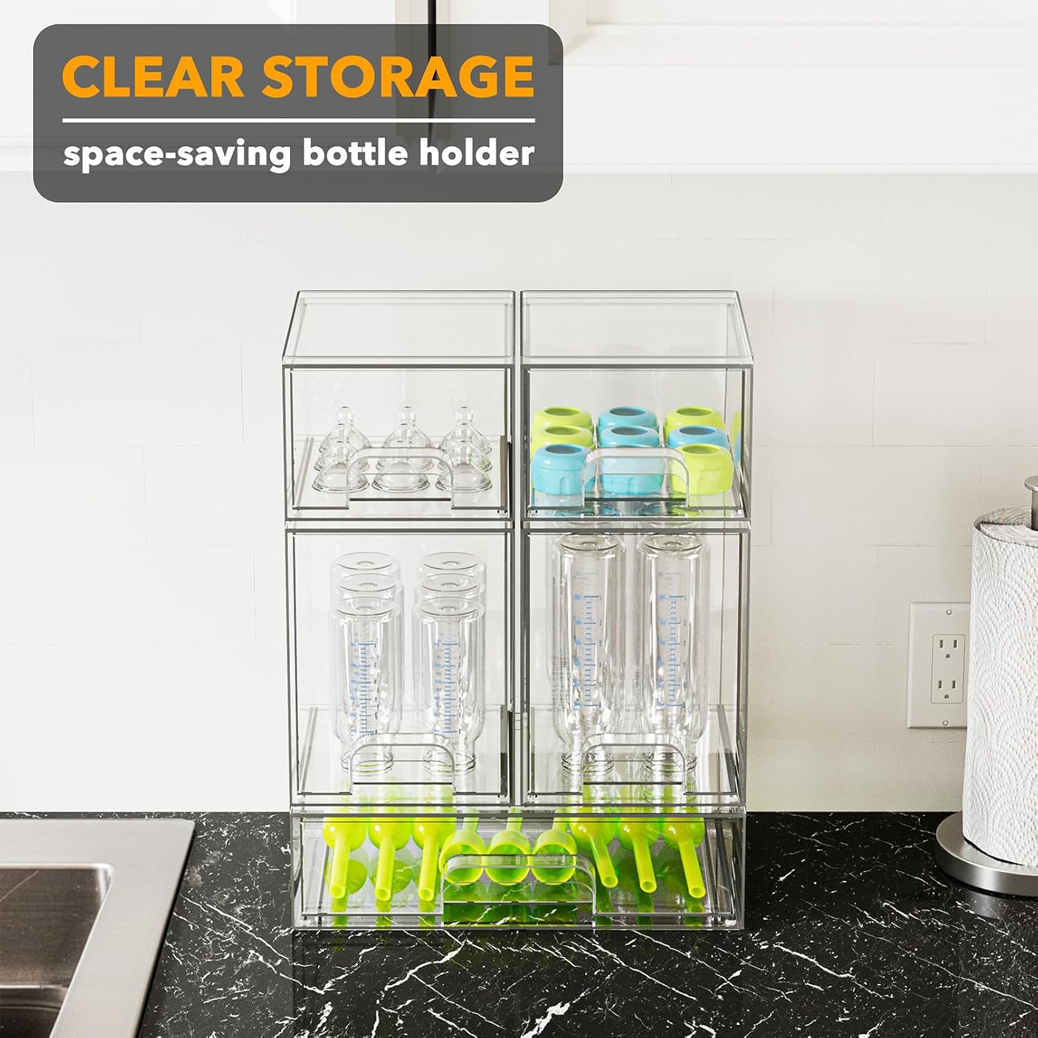 Thumbnail 4 de SpaceAid Bottle Storage Organizer Baby – Acrylic 5-Pack Drawer Station (2S2M1L), 15.4" High