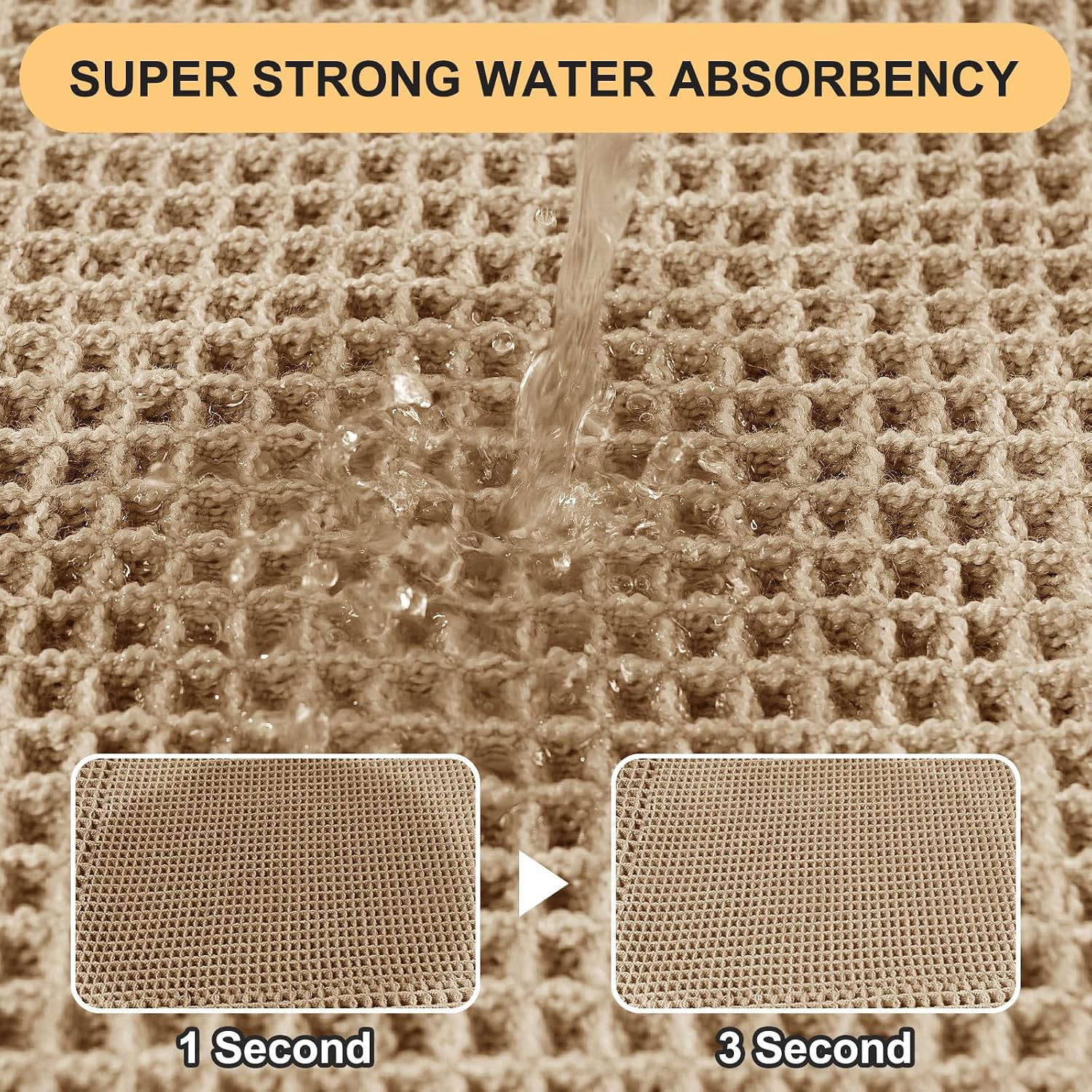 Detalle de Upgrade Waffle Bath Mat (32"x20") — Beige, ultra-soft non-slip, machine-washable