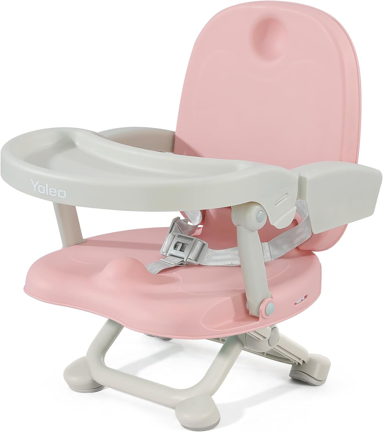 YOLEO Réhausseur enfant pliable et portable (chaise haute bébé) rose, réglable en hauteur