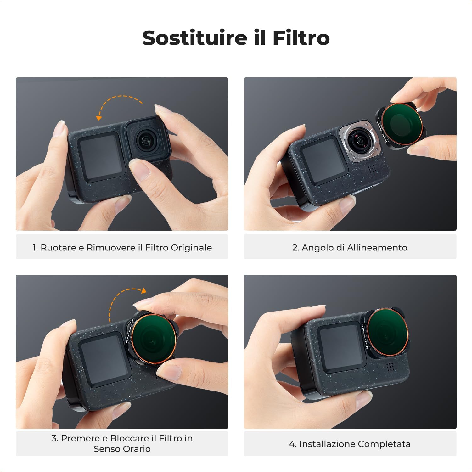 Thumbnail 6 de K&F Concept Set filtri CPL ND8 ND16 ND32 per GoPro