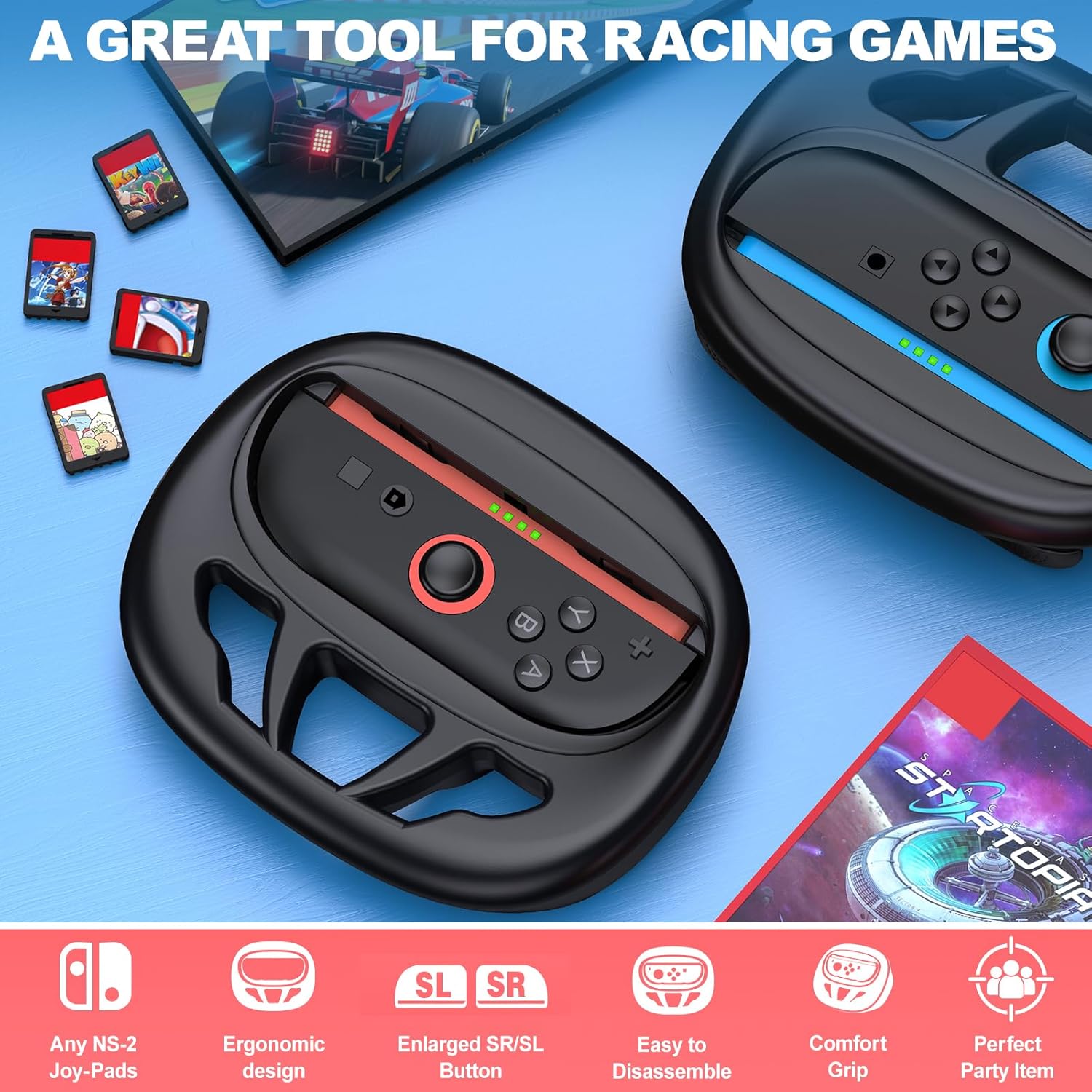 Detalle 2 de HELLCOOL Switch 2 Lenkrad 2er Set kompatibel