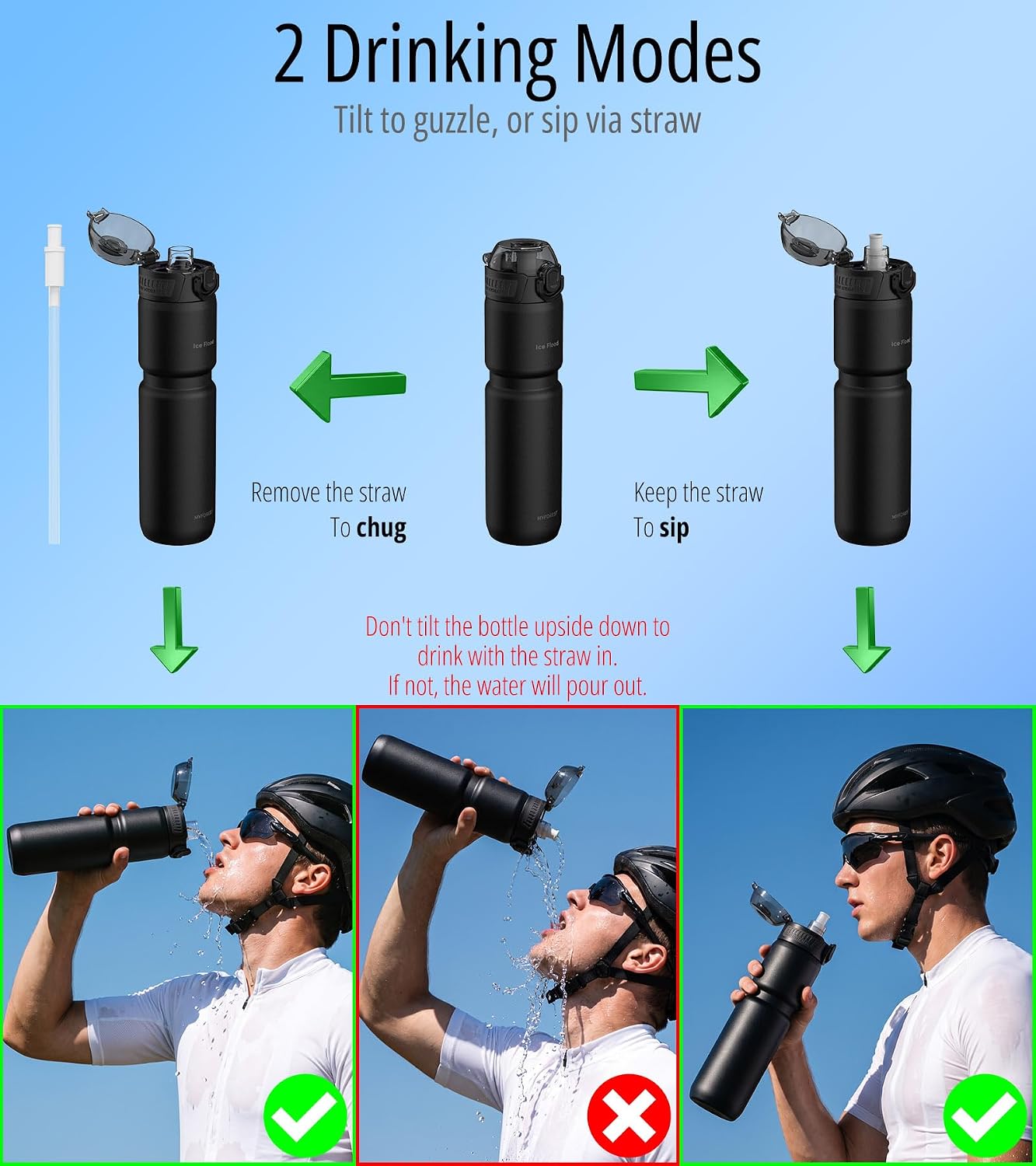 Detalle de MYFOREST CS700.BK.2401 geïsoleerde fietswaterfles van 700 ml, matzwart
