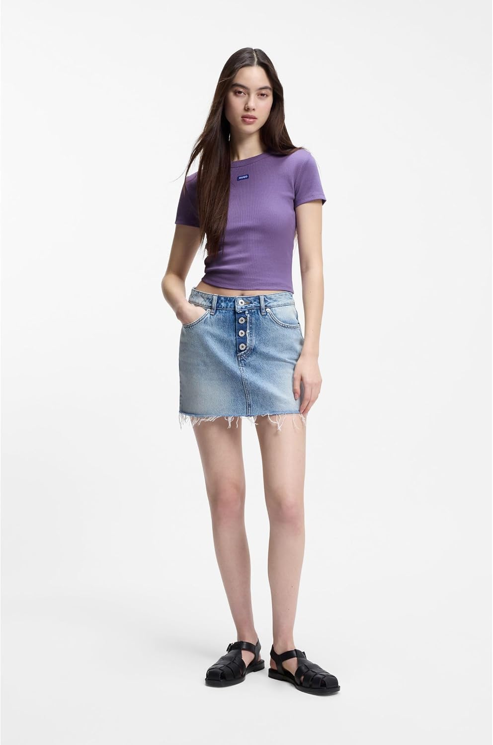 Detalle de HUGO Slim-fit Logo T-Shirt in Stretch Cotton