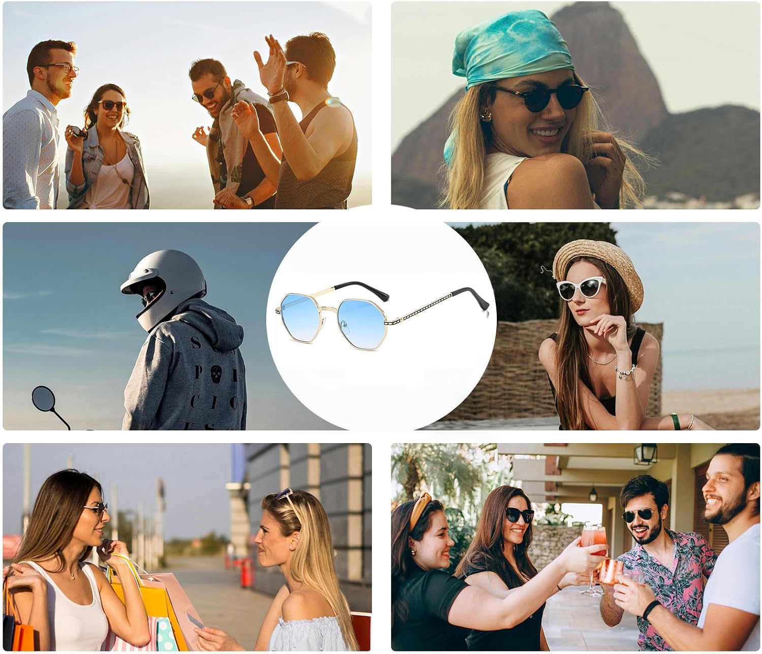 Thumbnail 6 de YAMEIZE Metal Small Round Irregular Rimless Sunglasses