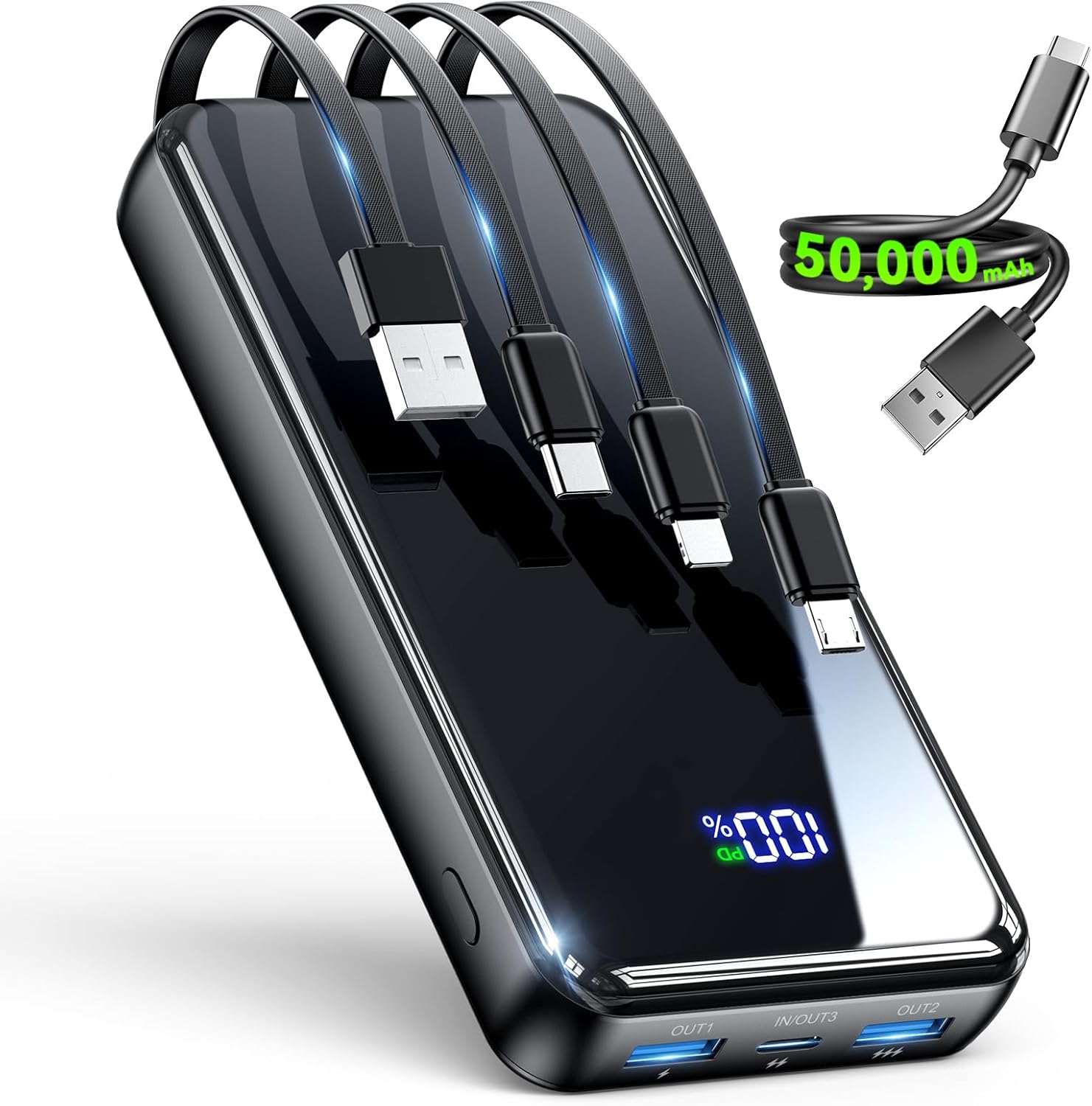 Detalle de YILANS JM4 Pro 50,000mAh Power Bank, 22.5W with Four Built-In Cables