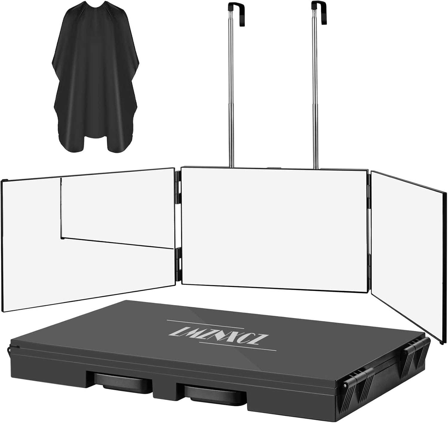 Detalle de LMZNXCZ 3-Way Hair-Cutting Mirror, Foldable with Adjustable Hooks