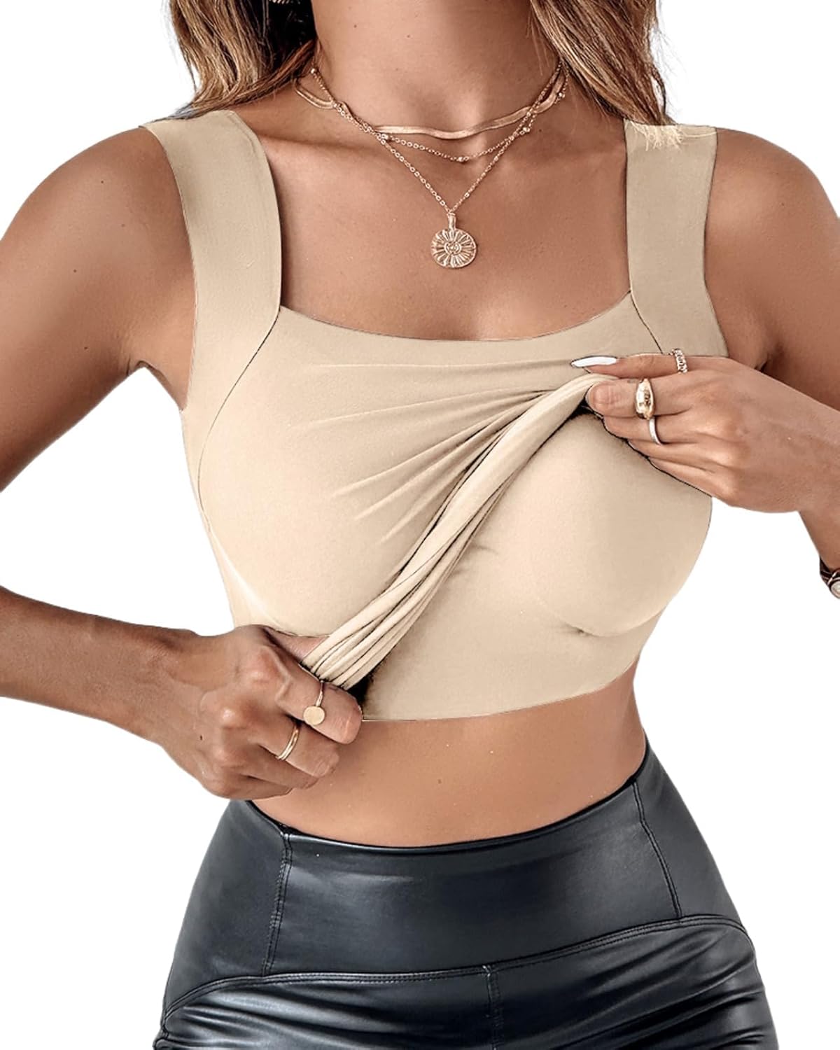 Detalle de CHICME Womens U Neck Shapewear with Built-in Bra Tank Top