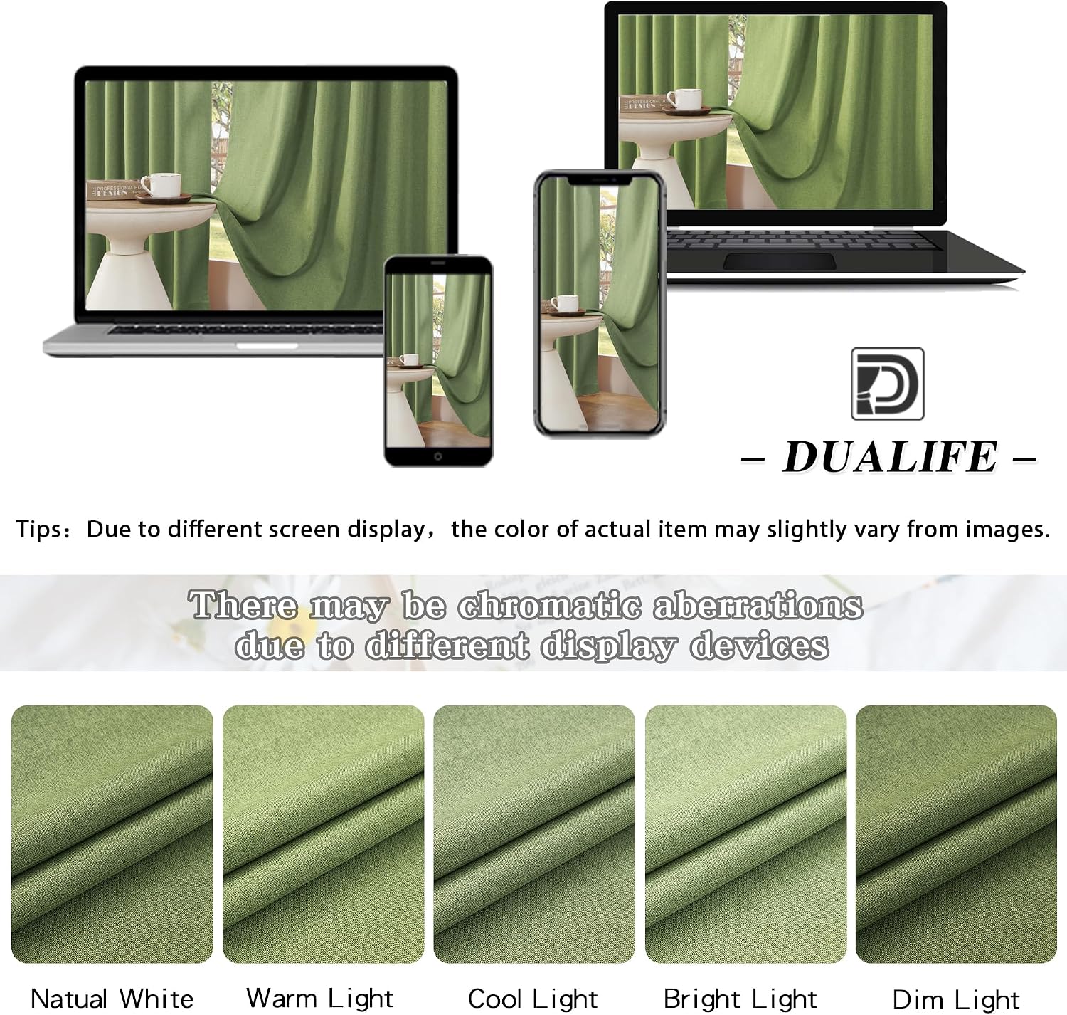 Detalle 2 de DUALIFE Blackout Curtains, 50 x 132 Inches