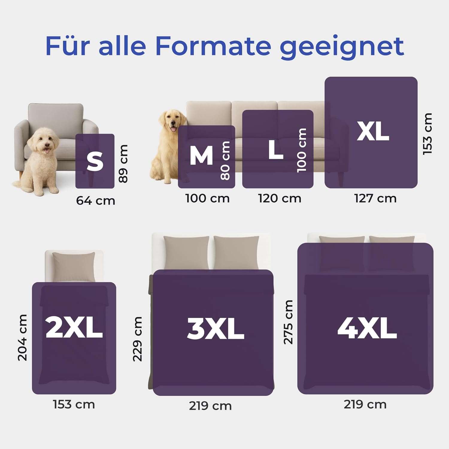 Thumbnail 4 de Dreamzie wasserfeste Decke 127x152 cm – reversible Hundedecke für Sofa & Bett, Sherpa-Fleece, waschbar (violett)