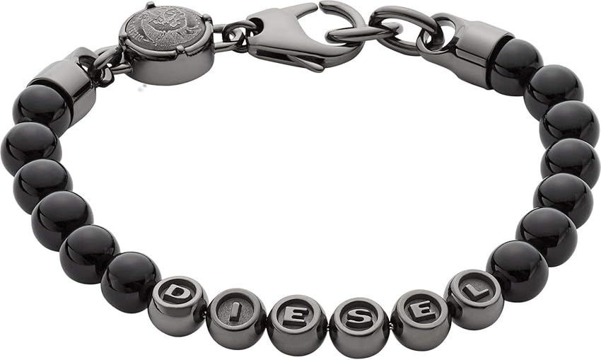 Thumbnail 1 de Diesel Pulsera de hombre cuentas semipreciosas, negro y plata