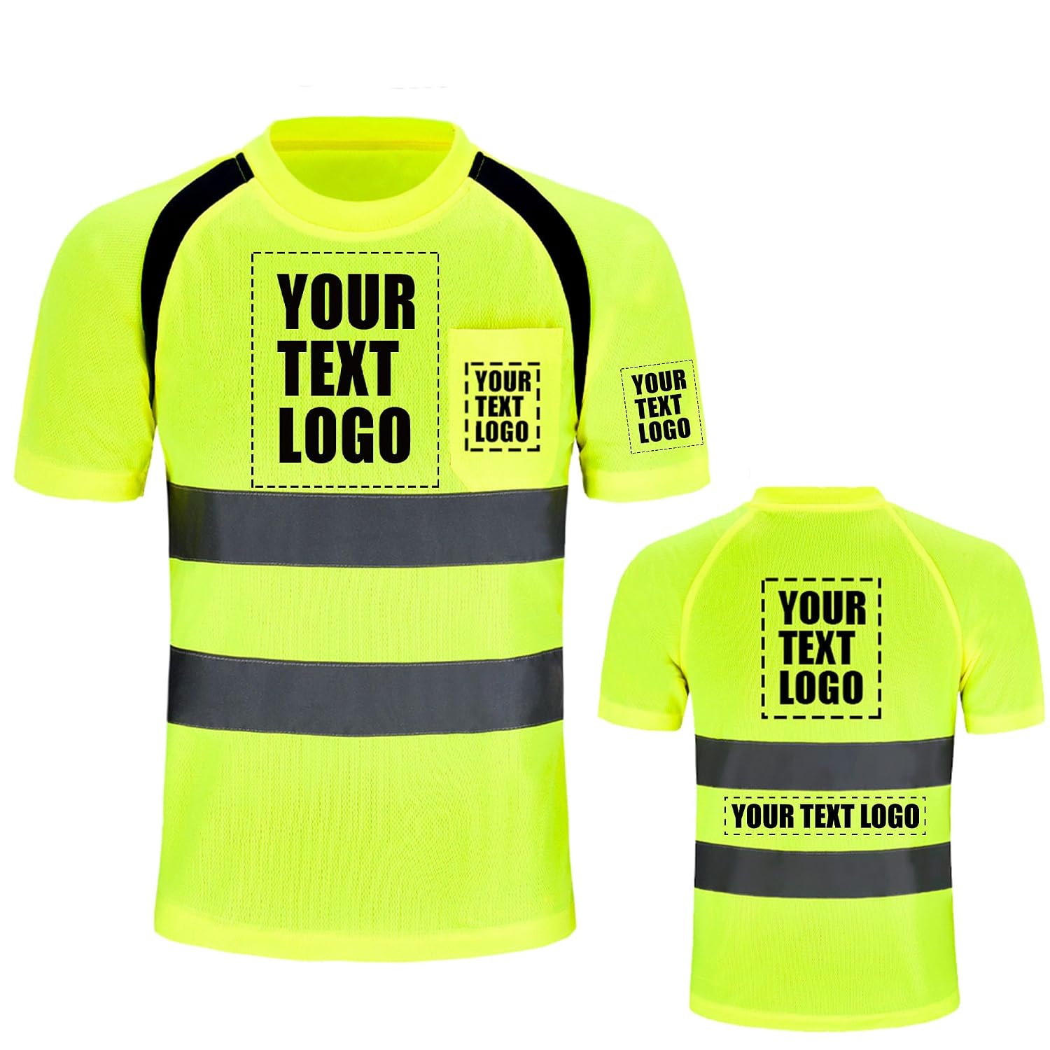 Thumbnail 6 de Hi Vis Yellow T Shirt High Viz Tee with 2 Reflective Bands — Round Neck, Breathable Security Workwear (XXL, Orange)