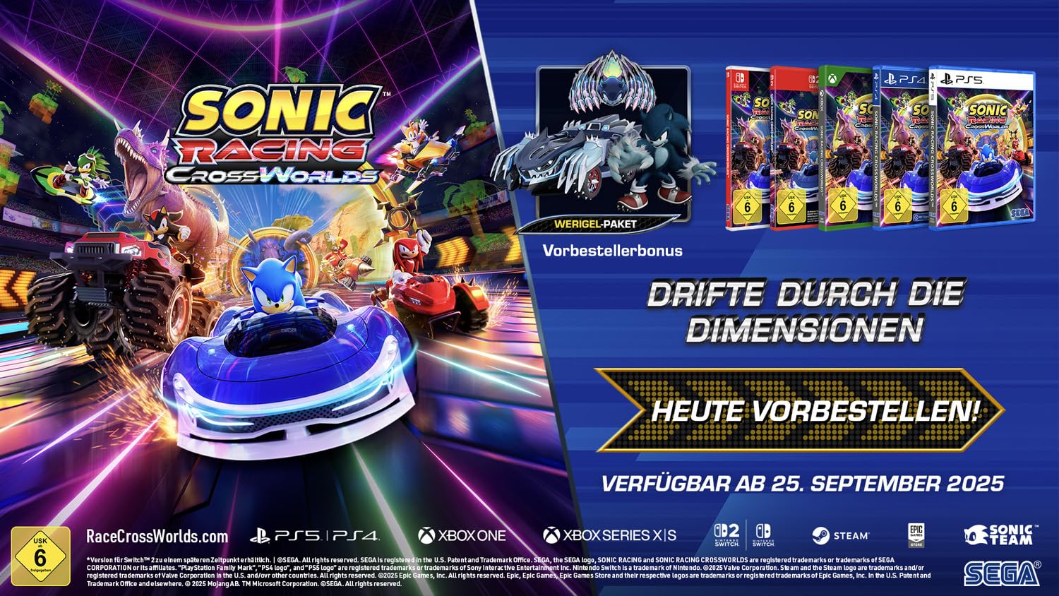 Detalle 2 de Sonic Racing: CrossWorlds (PS4) – Vielseitiges Rennabenteuer von Sonic