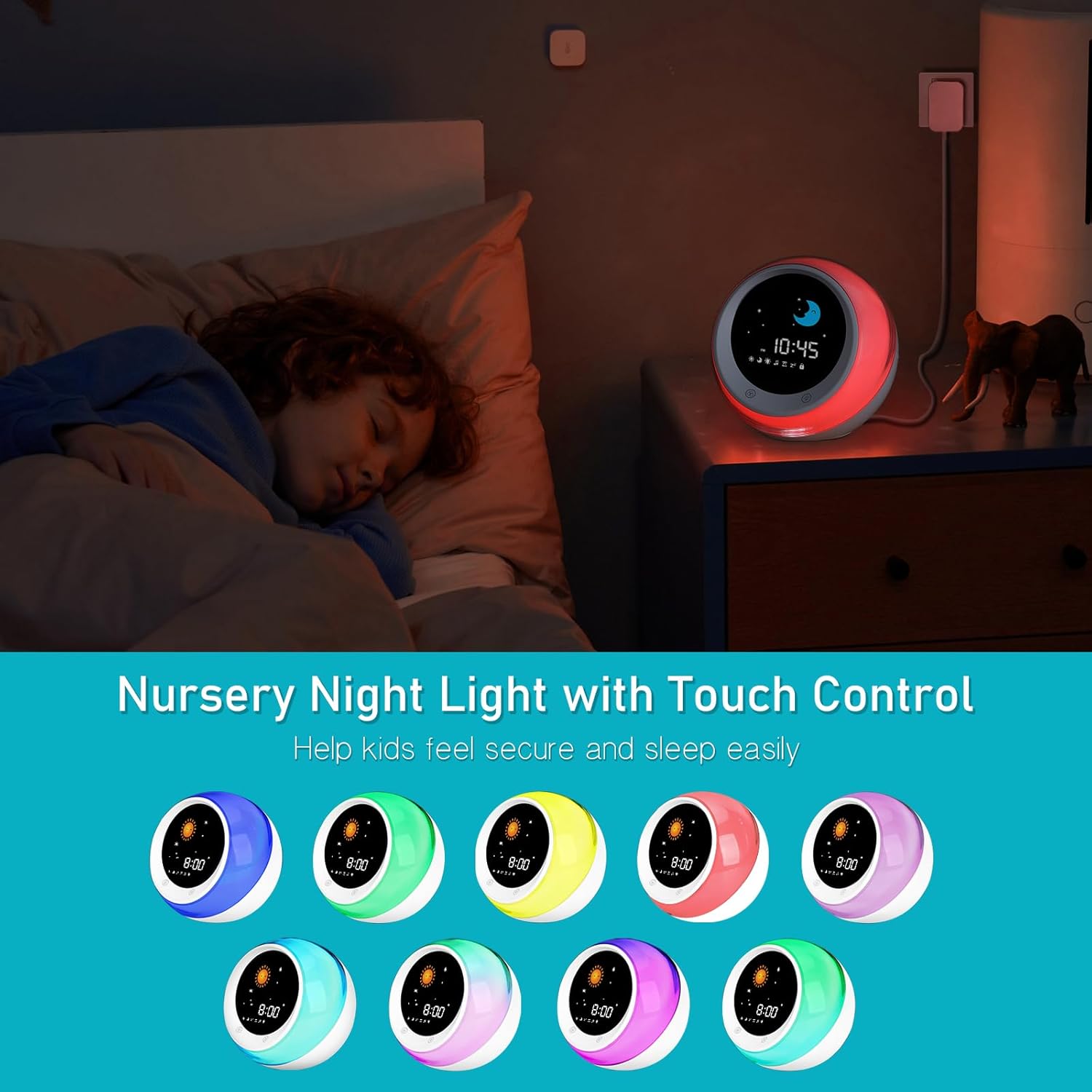 Thumbnail 6 de I·CODE Time to Wake Alarm Clock for Kids – sleep trainer, wake-up light, night sound machine