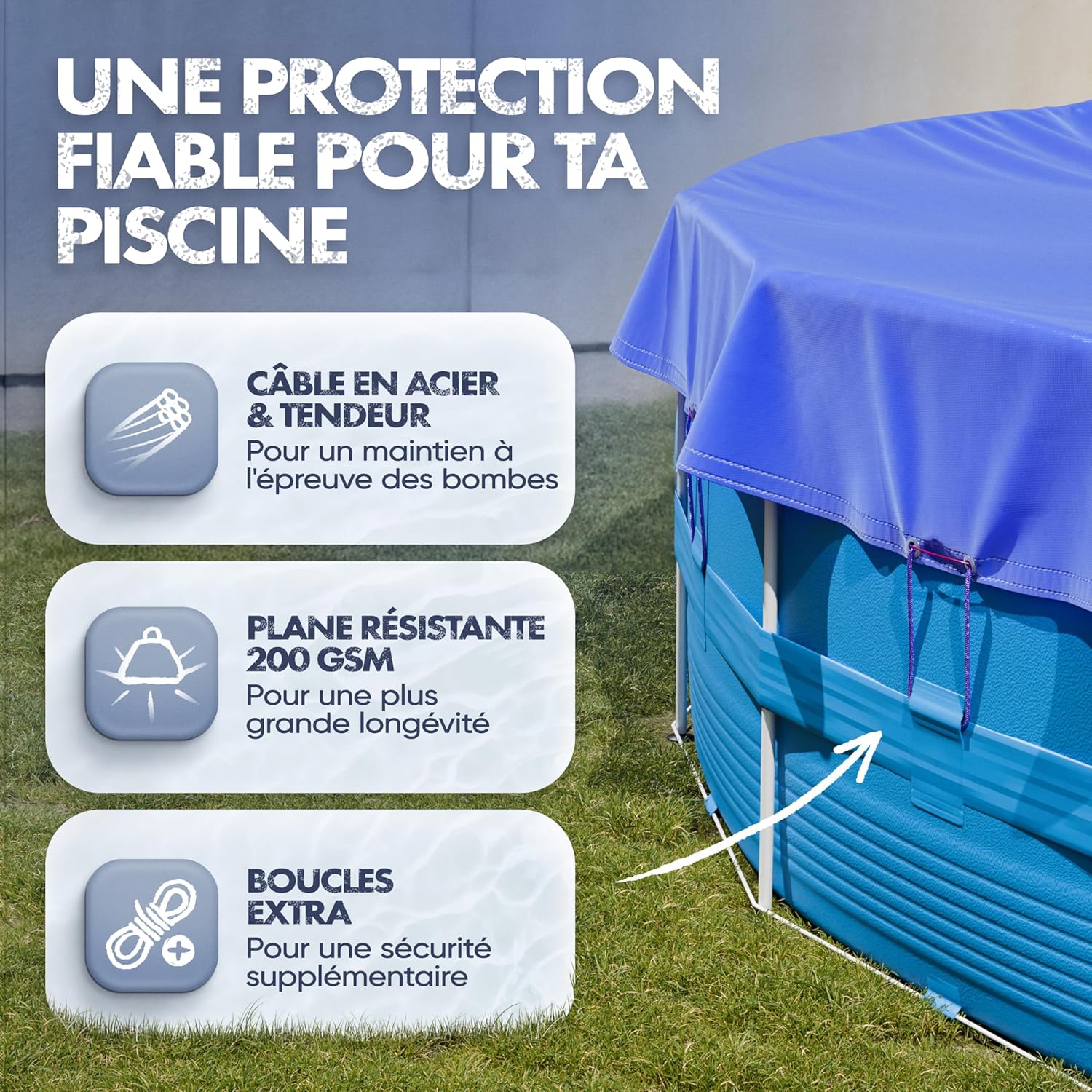 Detalle de LAINFELD bâche piscine 420 cm bleu/noir