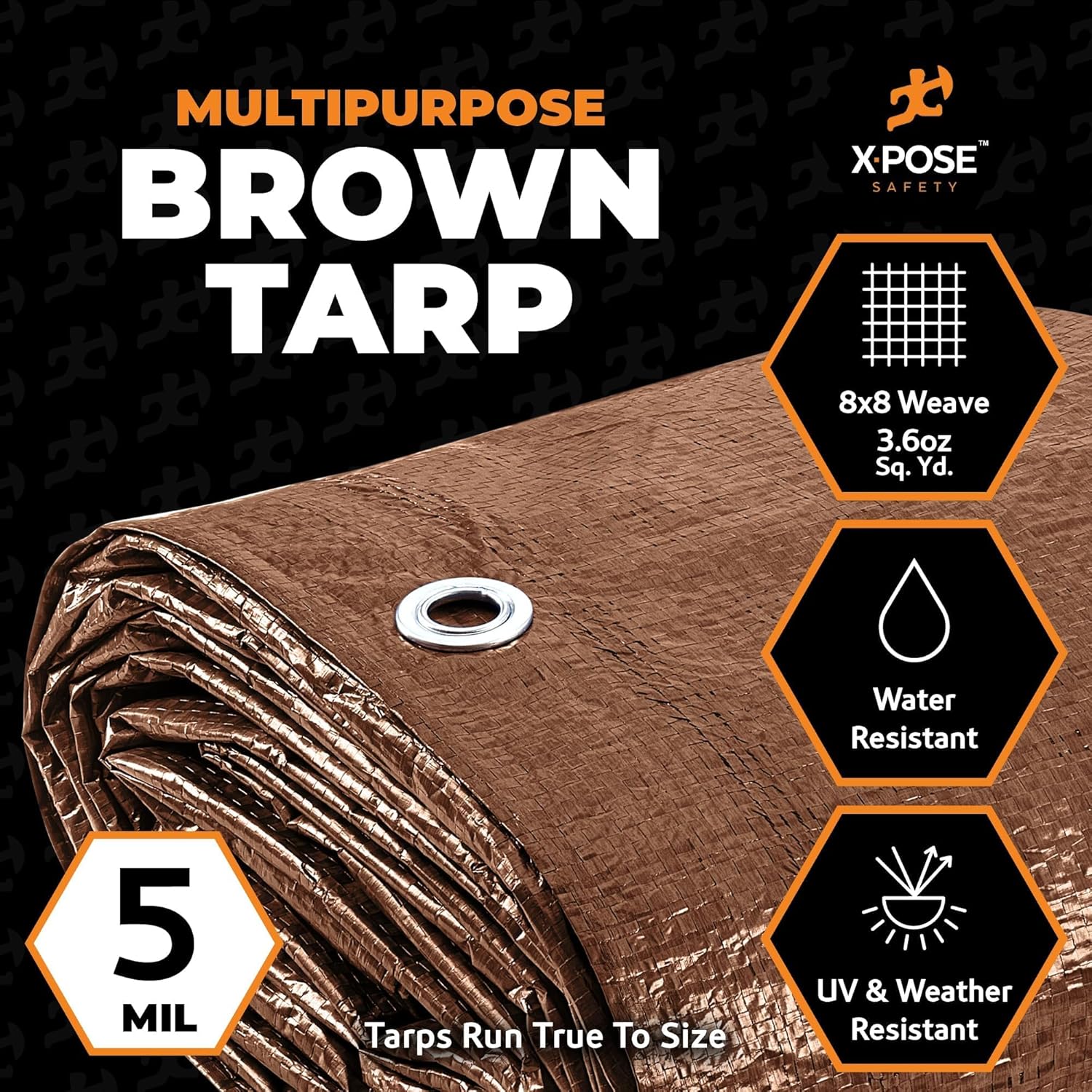Thumbnail 2 de Multipurpose Protective Cover Brown Poly Tarp 30' x 60' by Xpose Safety