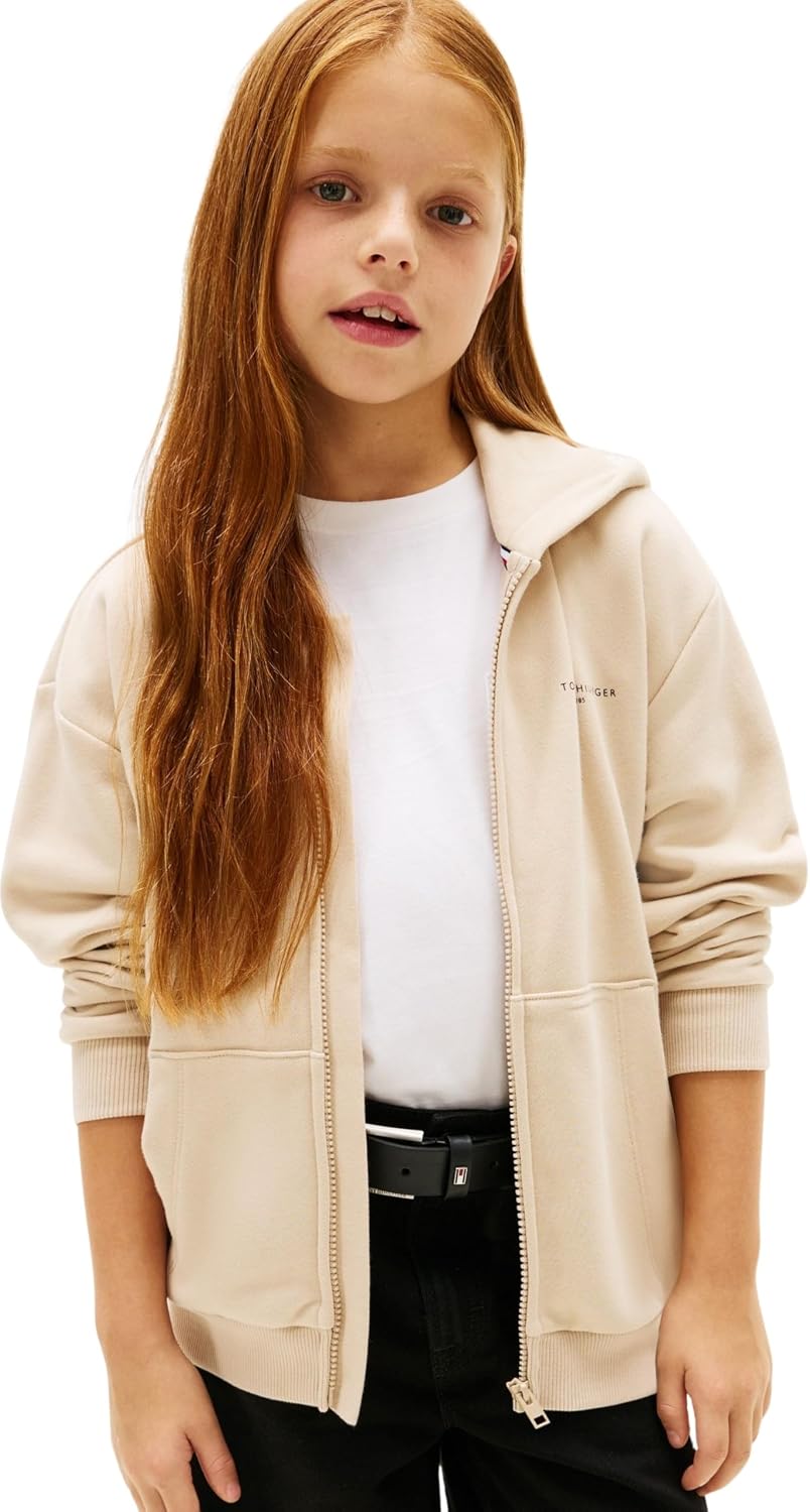 Detalle de Tommy Hilfiger Mini Corp Zip Through Hoodie Ks0ks00726 – Felpa con cappuccio unisex per bambini e ragazzi