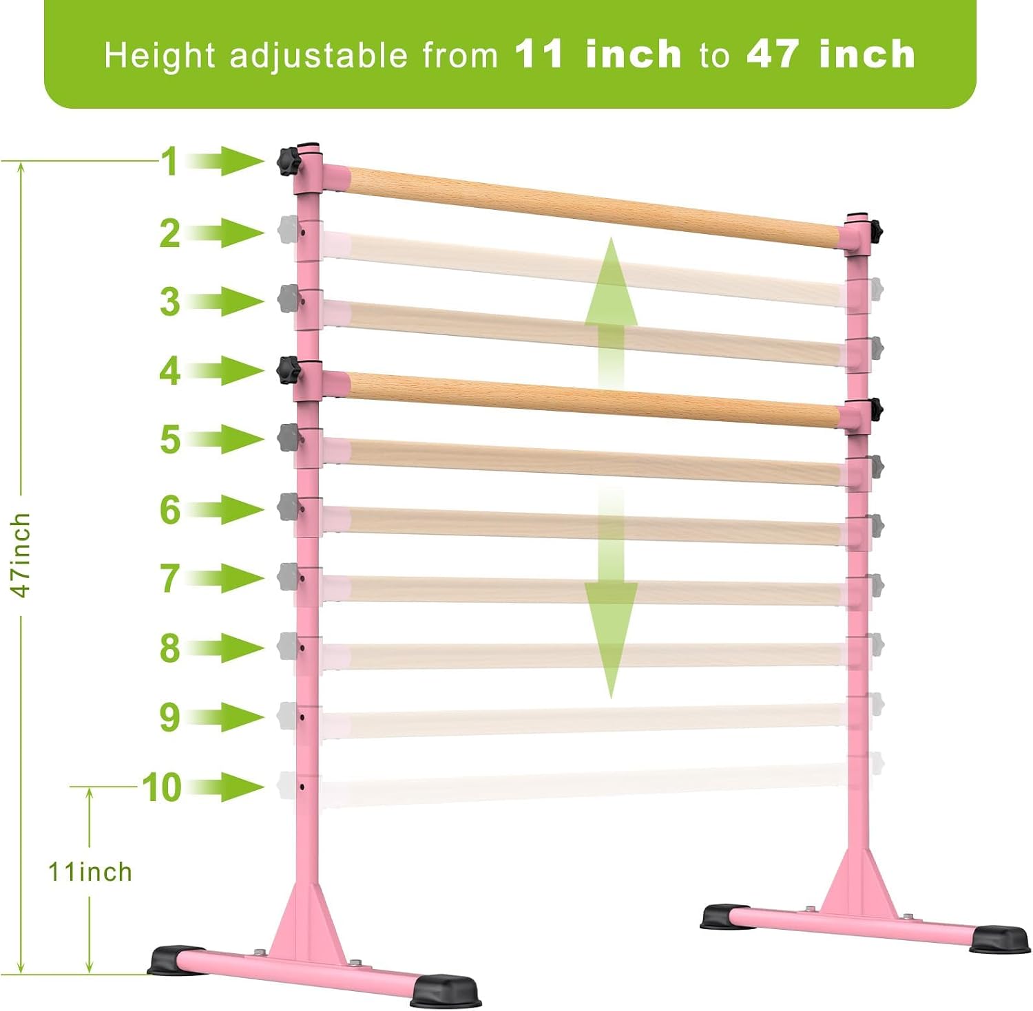 Detalle 2 de BeneLabel Ballet Barre Freestanding: Portable, Height-Adjustable Dance Bar for Home Practice