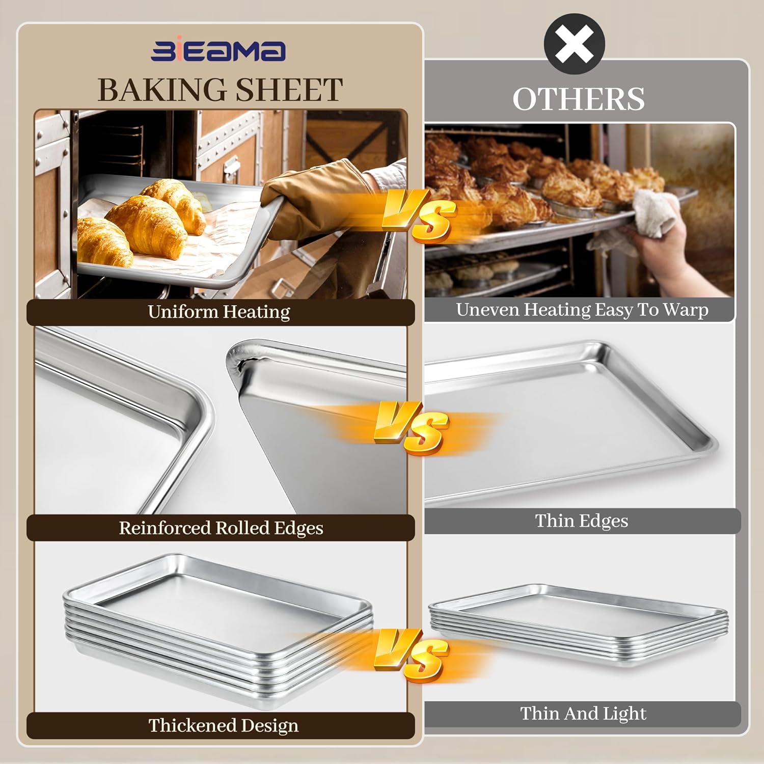 Thumbnail 3 de BIEAMA 12 Pack Full Size Baking Sheet 26"×18