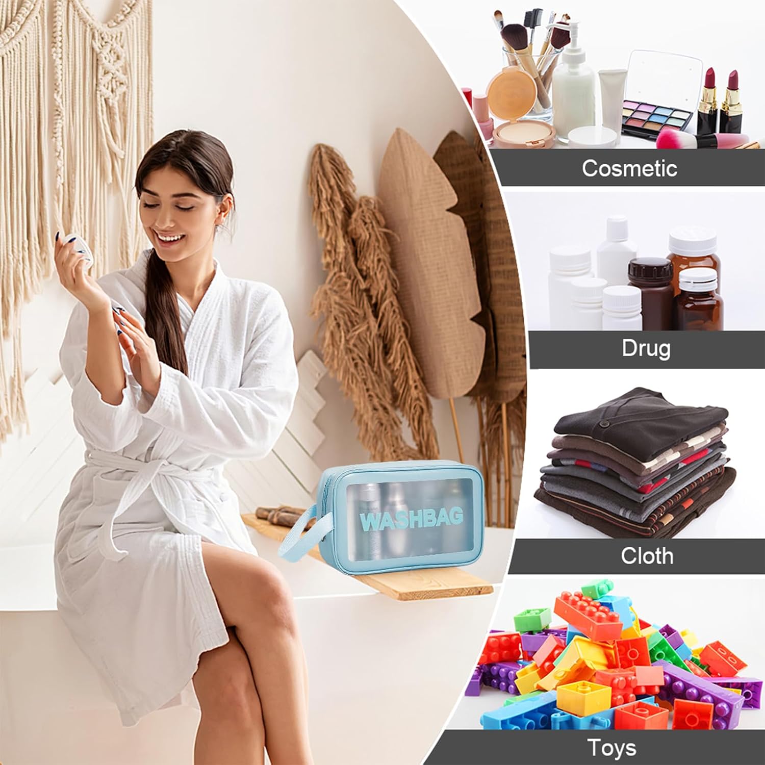 Thumbnail 4 de Aucuu set beauty trasparenti da viaggio 3 pezzi