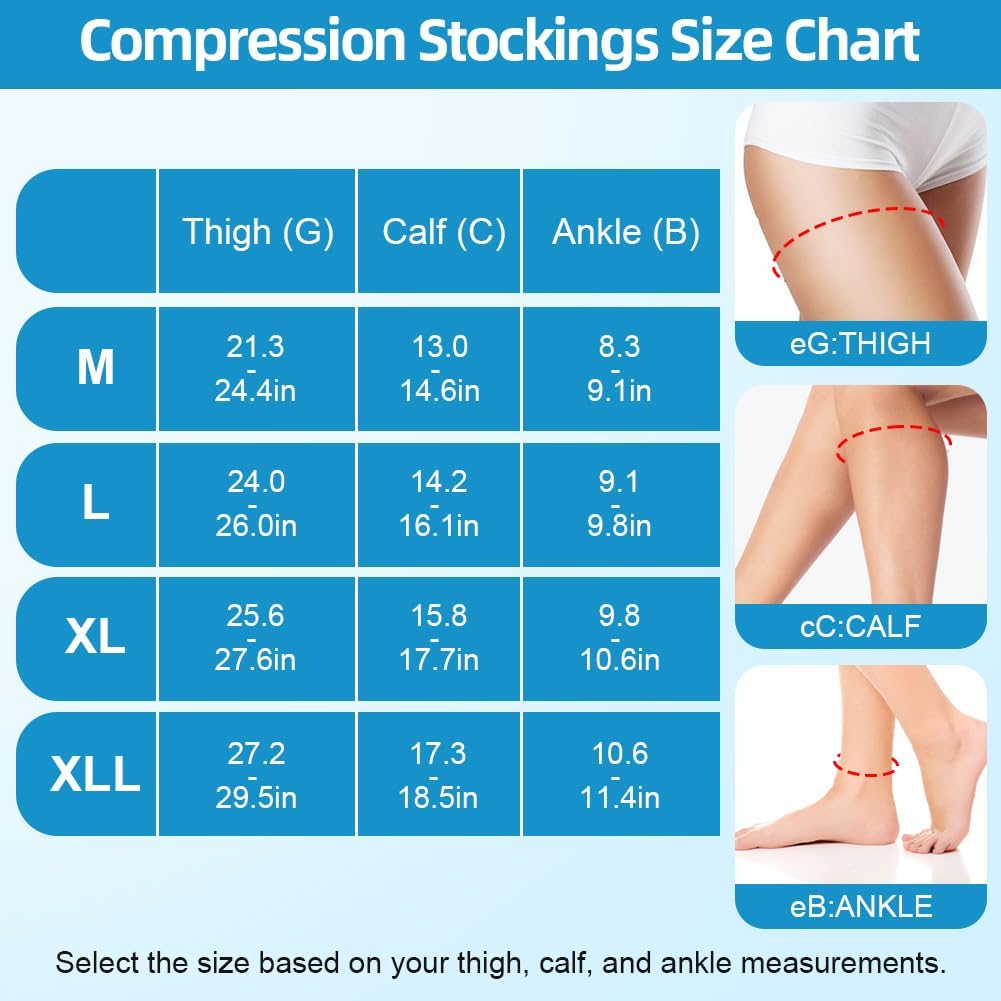 Detalle de AOOSA dijhoge compressiekousen, gesloten, ademend en 23-32 mmHg