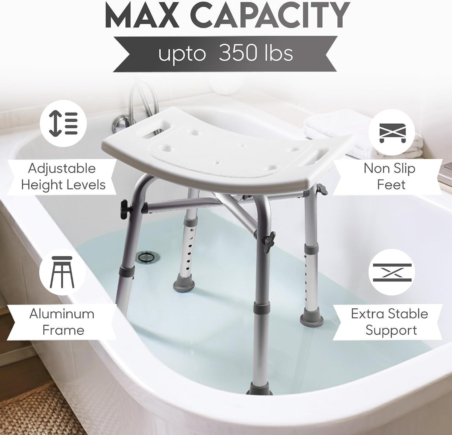 Thumbnail 6 de Dr. Kay's JSWCHEN-SF09 Shower Chair with Aluminum Frame and Crossbars