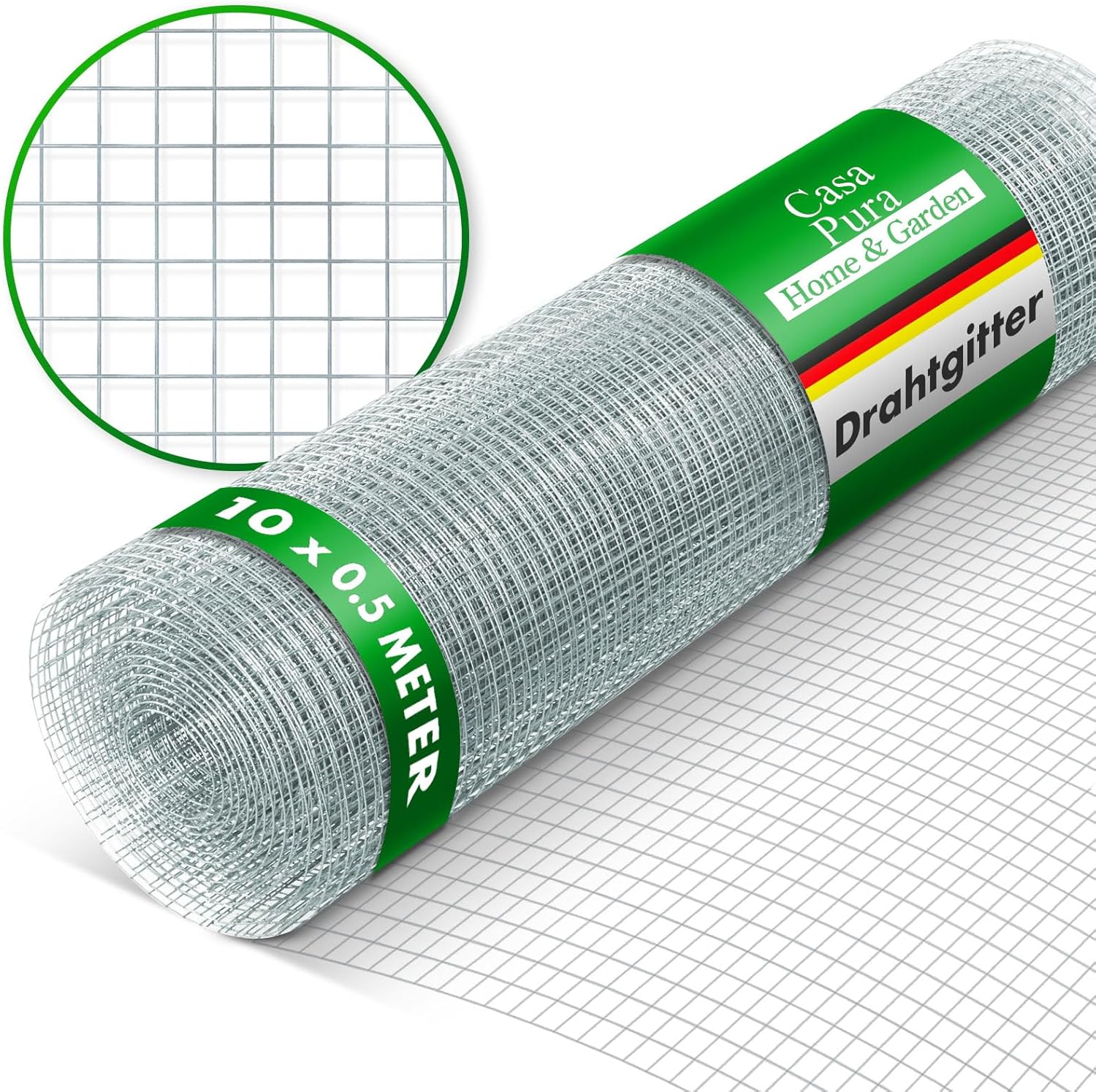 Detalle de casa pura Drahtgitter feinmaschig 6,3 mm verzinkt, 100 cm × 10 m – vielseitiges Drahtgeflecht für Garten und Gehege