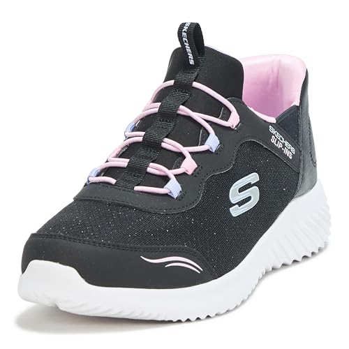 Detalle de Skechers Bounder Simple Cute Slip-In, zapatillas deportivas negras con cordones elásticos, talla 34 EU