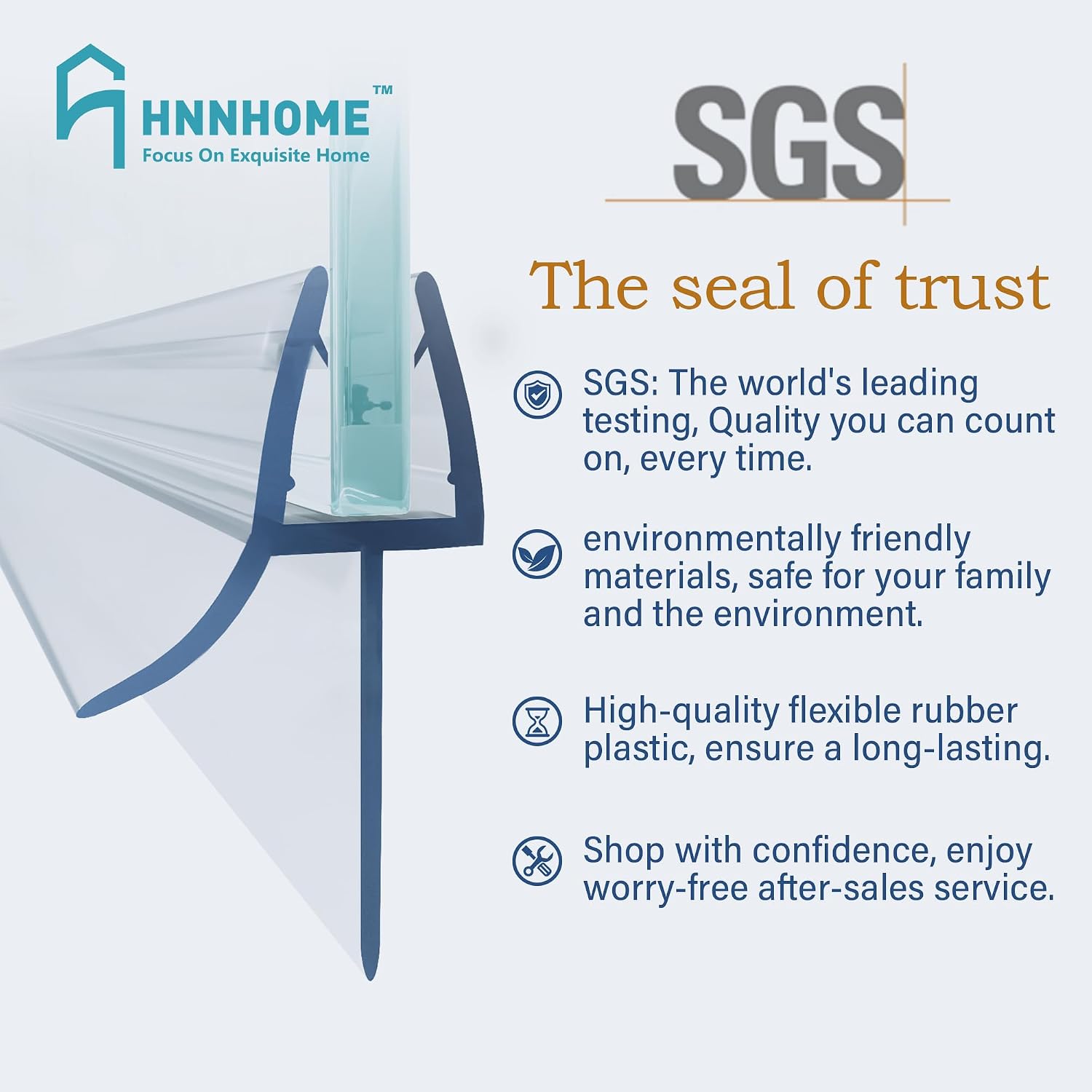 Thumbnail 6 de HNNHOME Clear Bath Shower Screen Door Seal Strip for 4-6mm Glass Up to 18mm Gap (Straight)