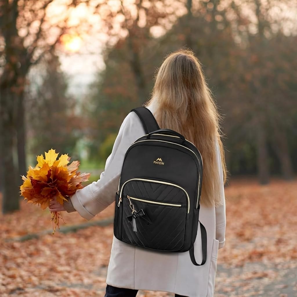 Thumbnail 6 de MATEIN Damen-Rucksack Klein 2-in-1 Set mit Geldbeutel, wasserdicht, mit USB-Ladeanschluss (bis 13,3 Zoll) – Schwarz