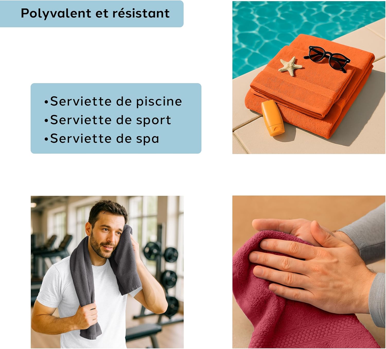 Thumbnail 4 de Lot de 3 serviettes de bain Caleffi (menthe) 55 x 105 cm en coton 100%