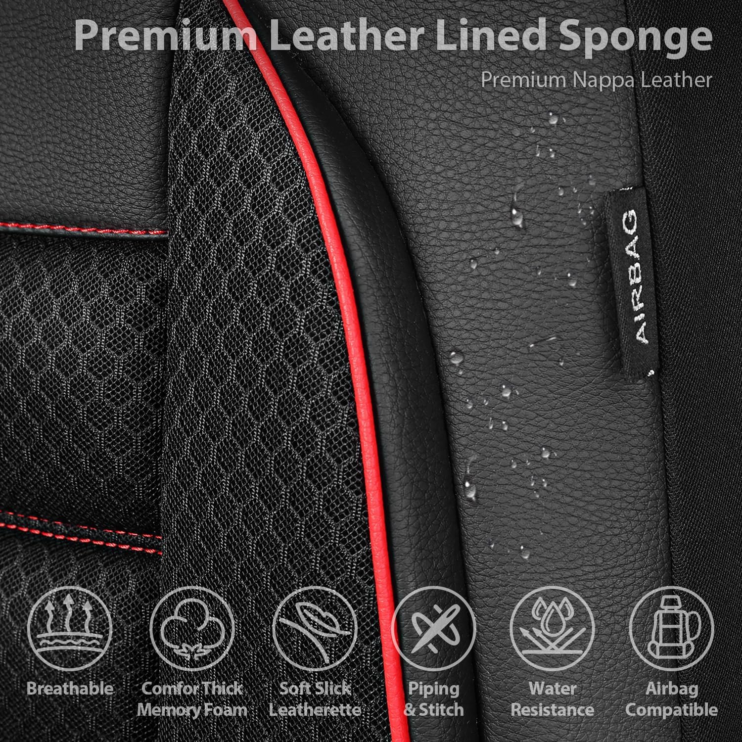 Thumbnail 6 de CAR PASS 3D Foam Leather Front Seat Covers Red