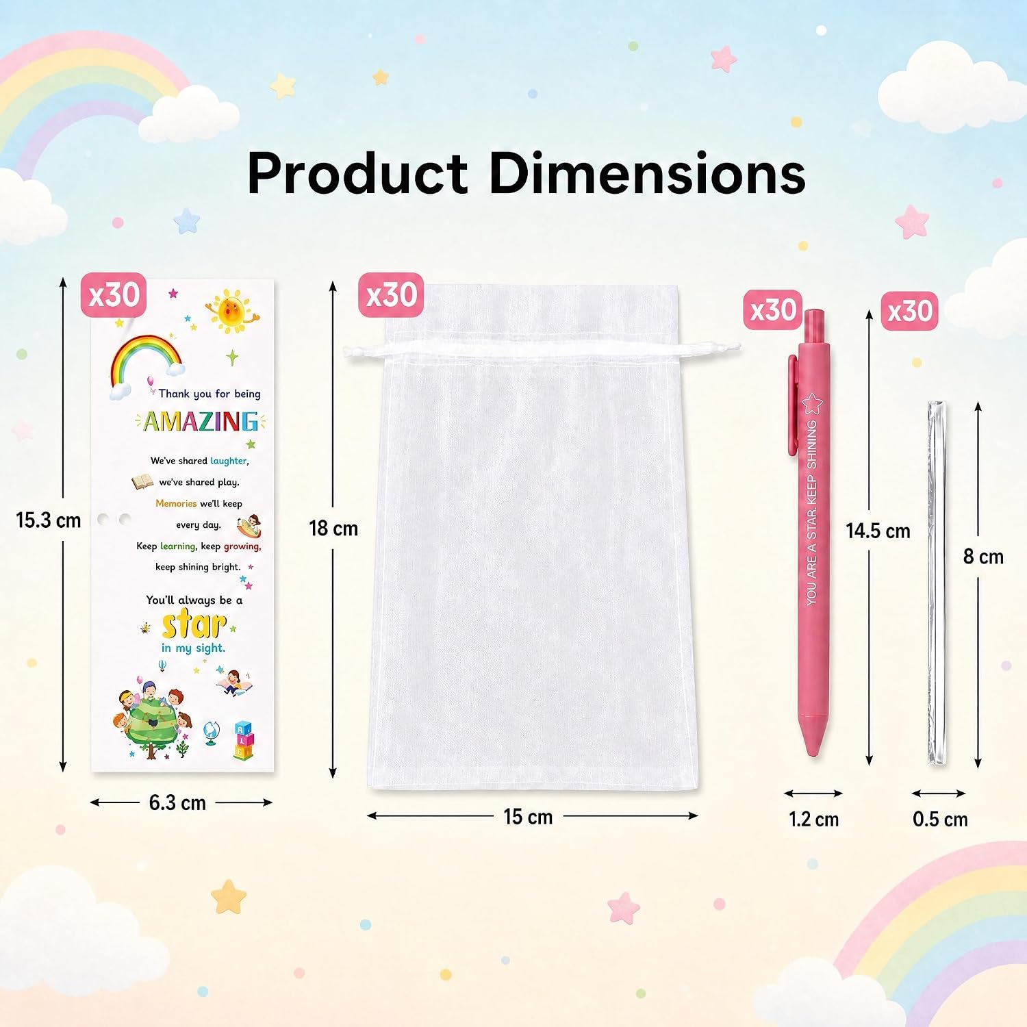 Detalle de End Of Term Gifts For Children: 30‑Pack 10 Colours Ballpoint Pens & Card Set
