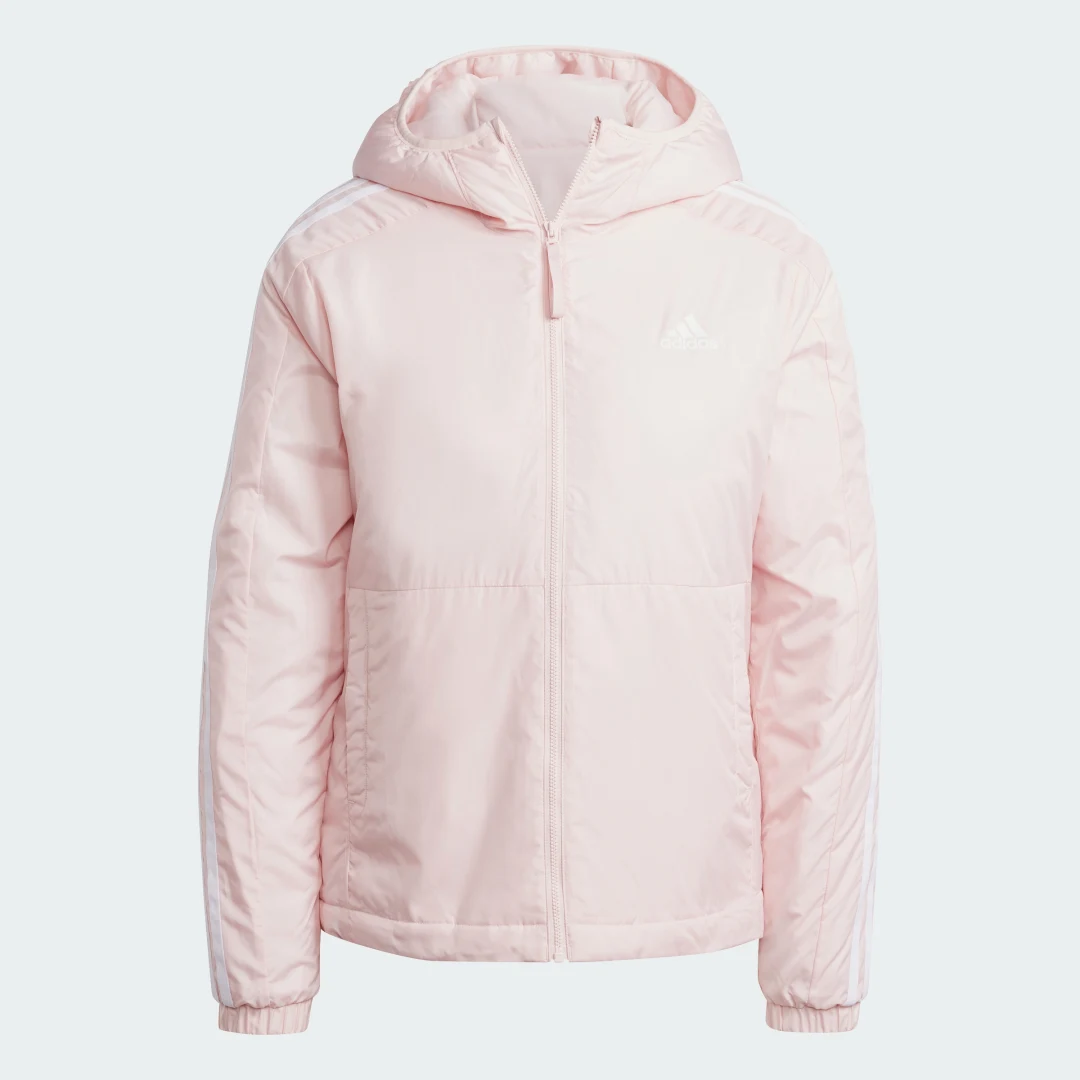 Detalle de Chaqueta con capucha Essentials Insulated 3 bandas (rosa) – Adidas