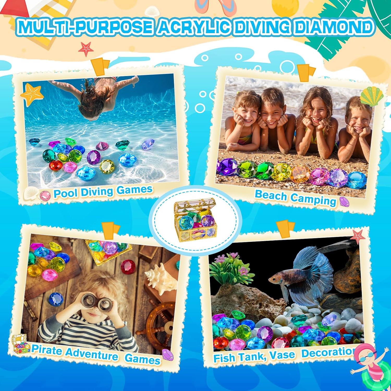 Detalle 1 de DISHIO Large Diving Gem 10pcs Pool Toys ๐
