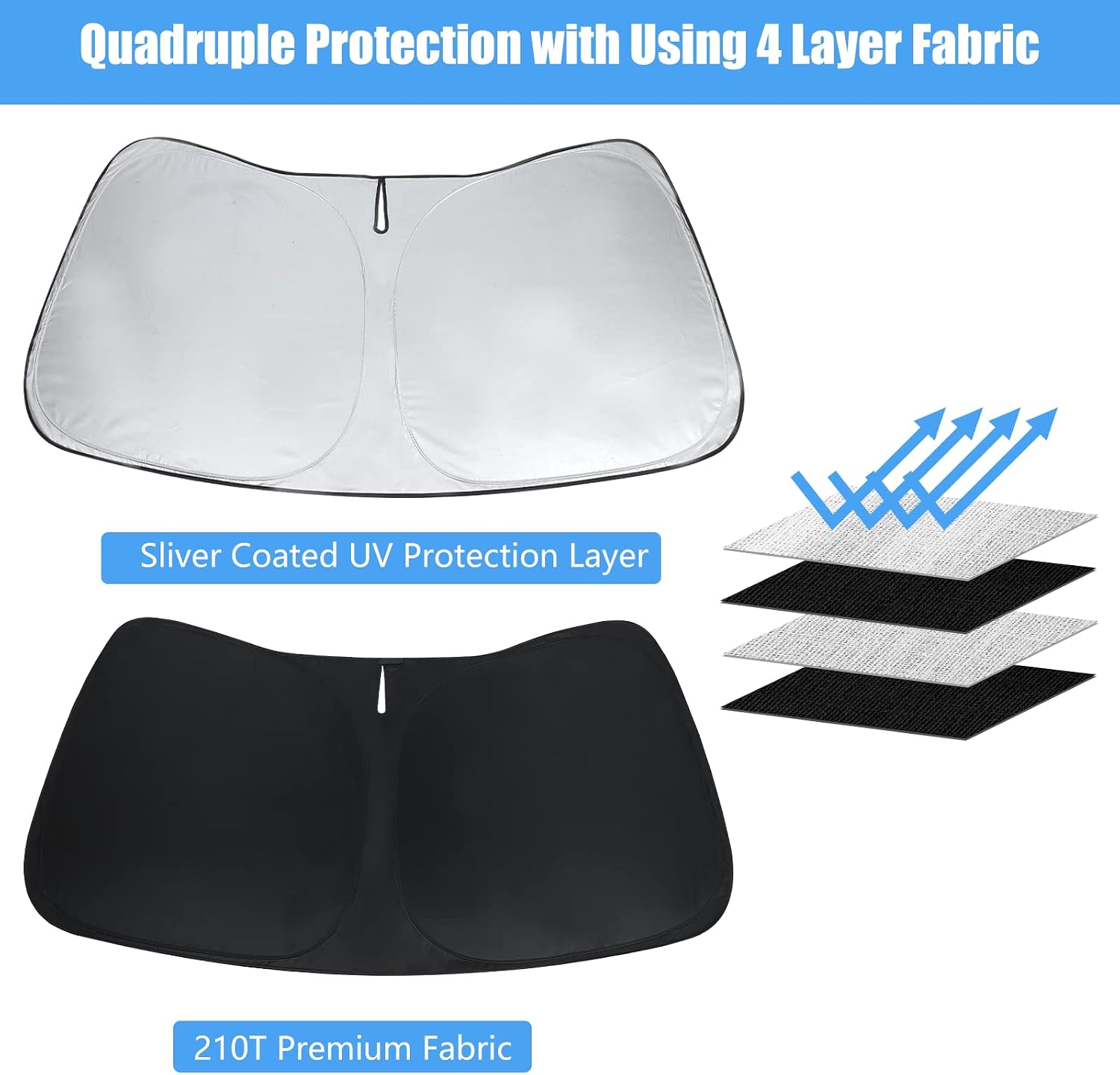 Detalle de HOHUIGO car windshield sun shade, 210T fabric