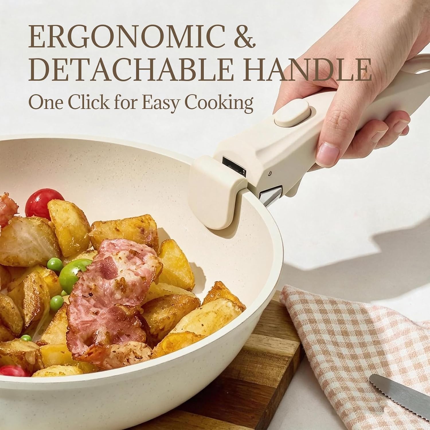 Detalle 2 de Coicur Ceramic 8Pc Cookware Set 70% Space Saver