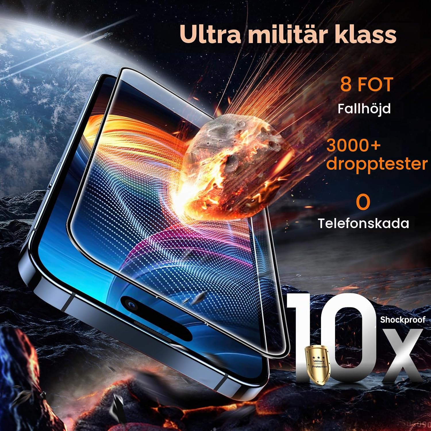Detalle de TOCOL skärmskydd för iPhone 15 Pro Max, härdat glas 9H, 2-pack